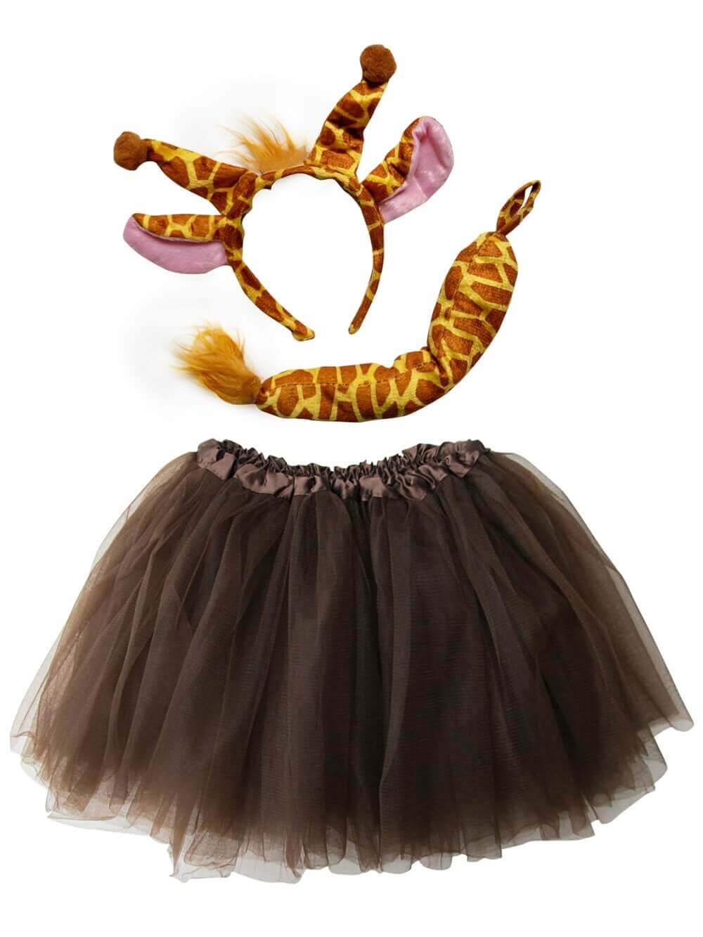 Ear_Costume_Giraffe-1 Giraffe Costume Set for Adults & Plus Size – Giraffe Headband Ears, Tutu Skirt & Tail – Halloween & Cosplay Outfit - Image 1