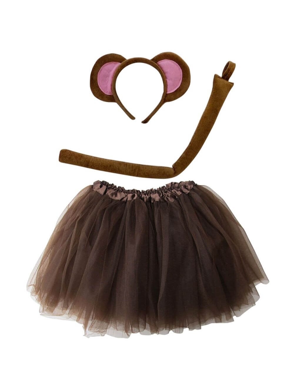 Ear_Costume_Monkey_26924192-33be-4bd9-9dae-de8e7209abac-1 Brown Monkey Costume Set for Adults & Plus Size – Monkey Headband Ears, Brown Tutu Skirt & Tail – Halloween & Cosplay Outfit - Image 1