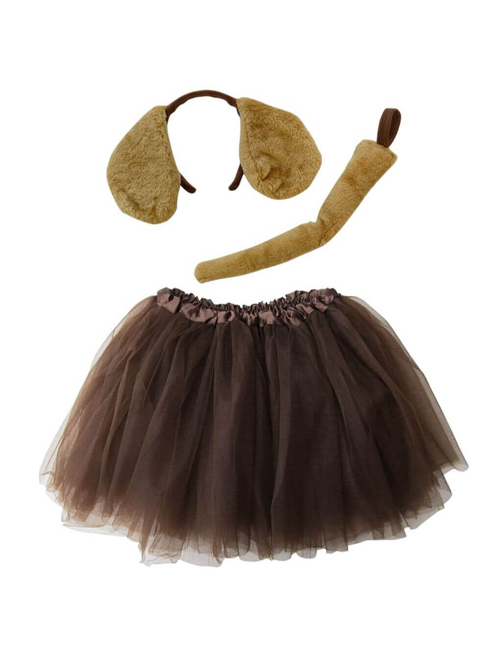 Ear_Costume_Puppy_f31e4d04-861f-4a48-a6c4-b53fa6ee7d9b-1 Brown Puppy Dog Costume Set – Adult & Plus Size – Dog Ears Headband, Tail & Tutu Skirt – Halloween & Cosplay - Image 1