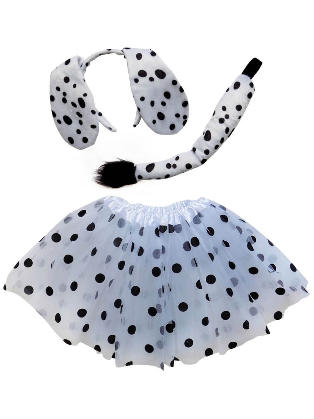 EarsCostumeDalmation-1 Dalmatian Costume Set for Adults & Plus Size – Tutu Skirt, Tail & Ears Headband – Cute Dog Outfit for Halloween & Cosplay - Image 1