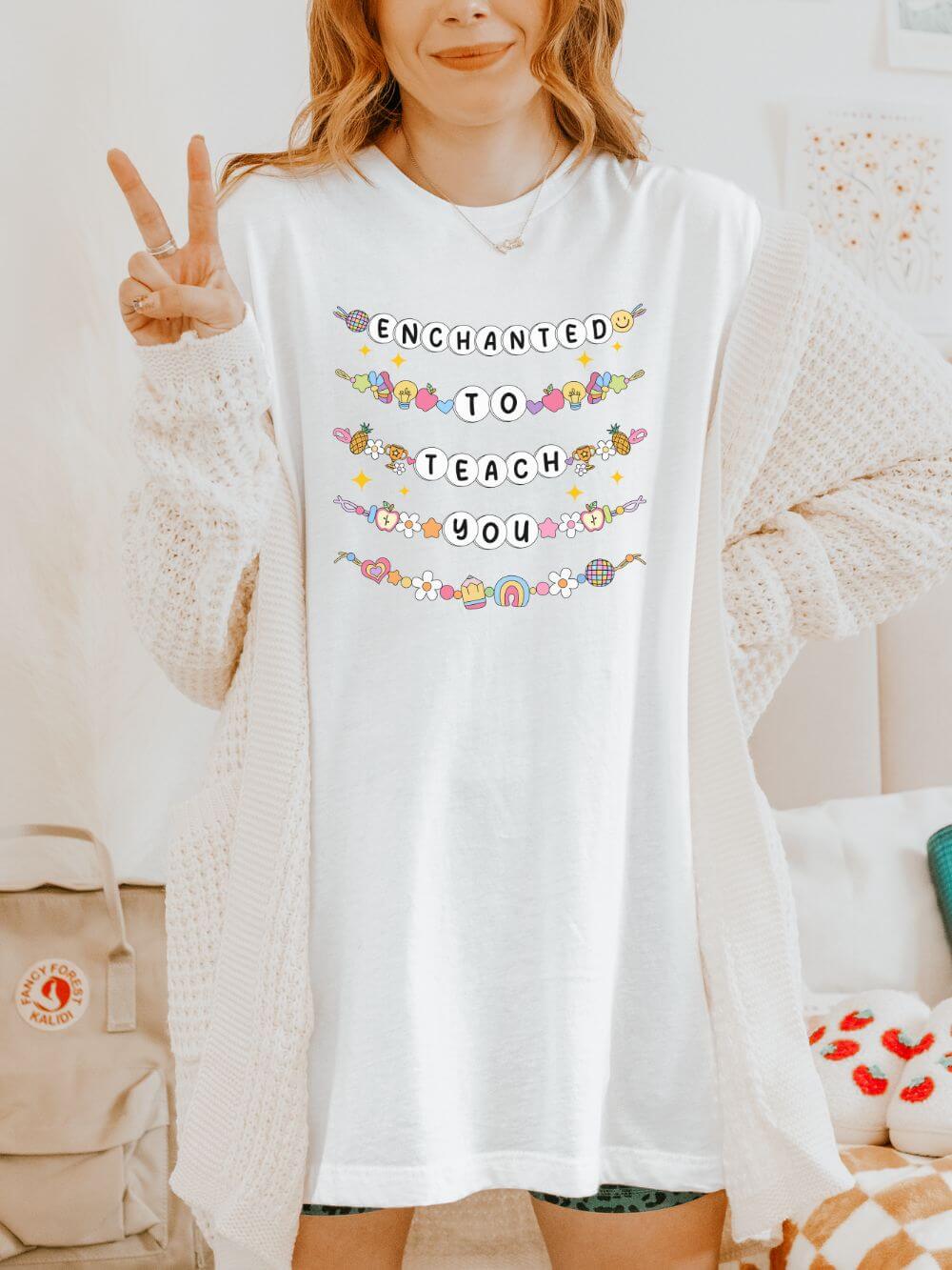 EnchantedtoTeachWhite Enchanted to Teach You Tee Bella + Canvas Teacher Shirt T-Shirt for Back to School - Image 1