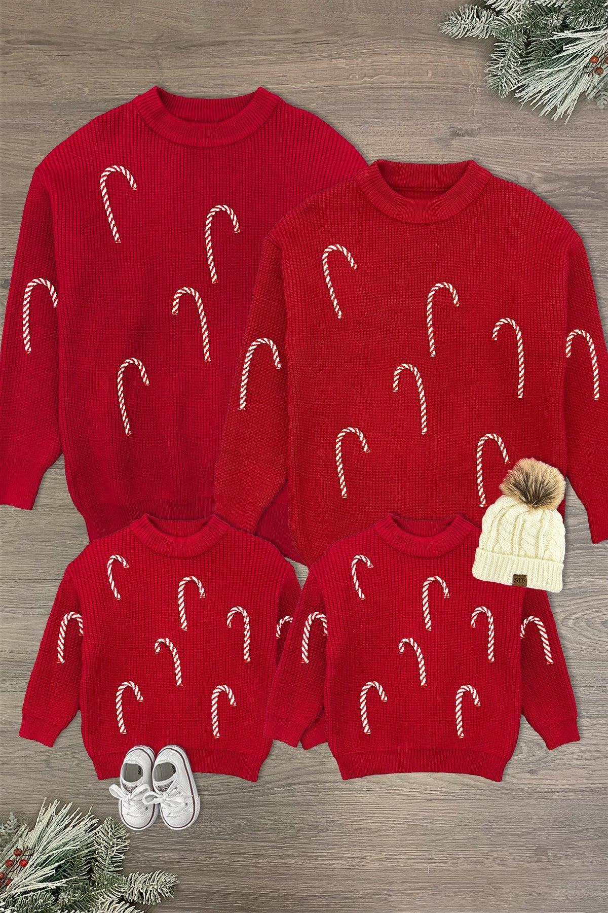 Familycandycanesweaters Candy Cane Family Knit Sweater - Image 1