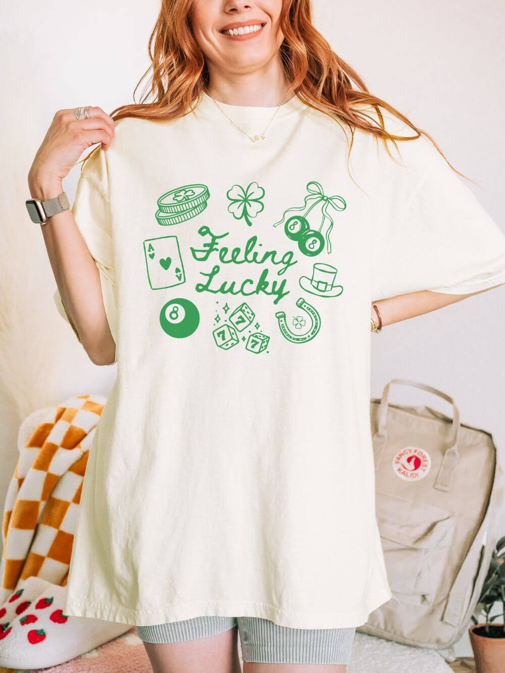 Feeling_Lucky_Ivory Feeling Lucky Good Luck Charms Graphic T-Shirt Unisex Short Sleeve Tee - Image 1