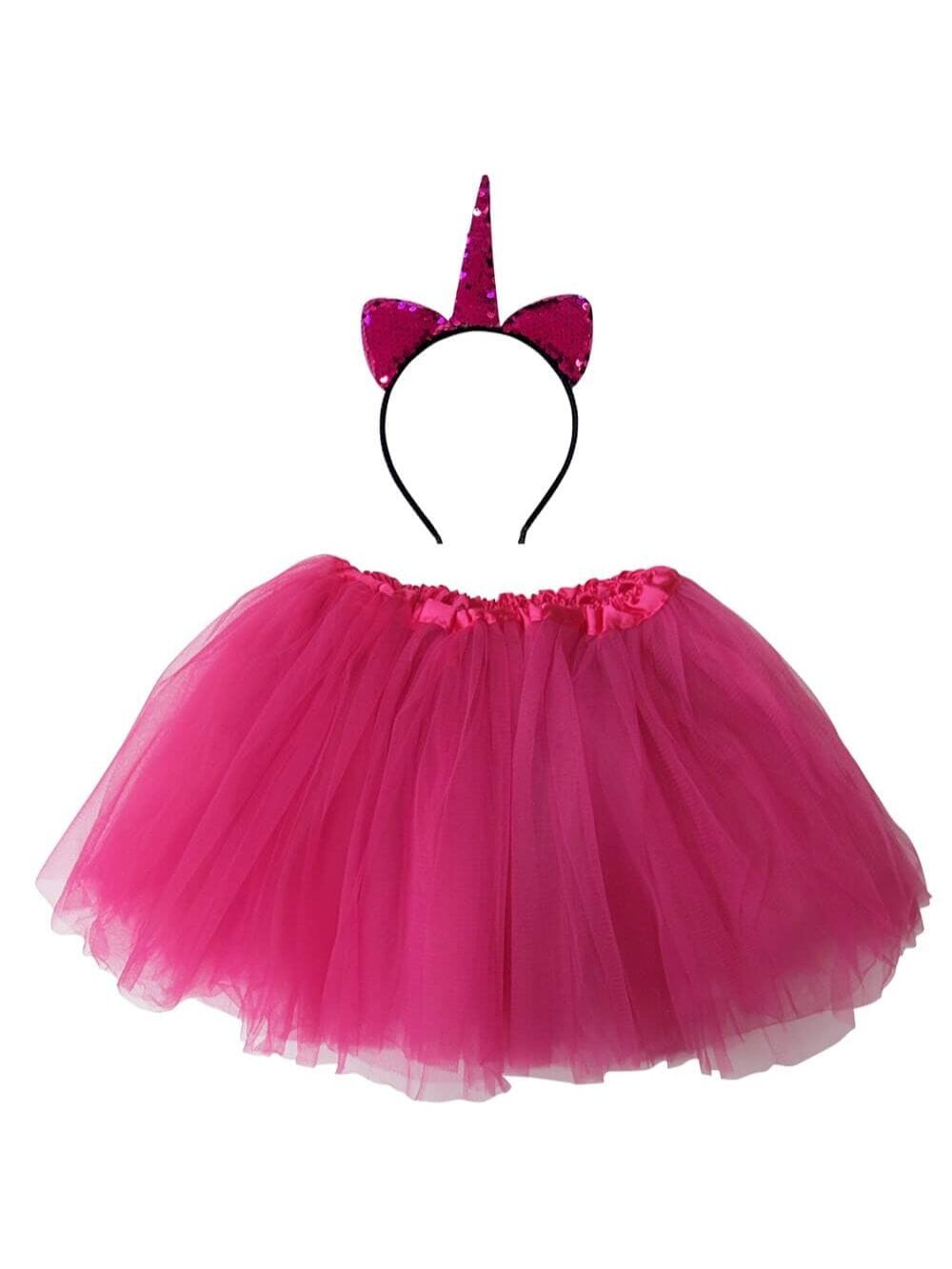 Flip_HB_Costume_Uni_HP_51a07427-2094-45de-94b1-36676a35b0e0 Adult Hot Pink Unicorn Costume - Tutu Skirt & Flip Sequin Headband Horn Set for Adult or Plus Size - Image 1