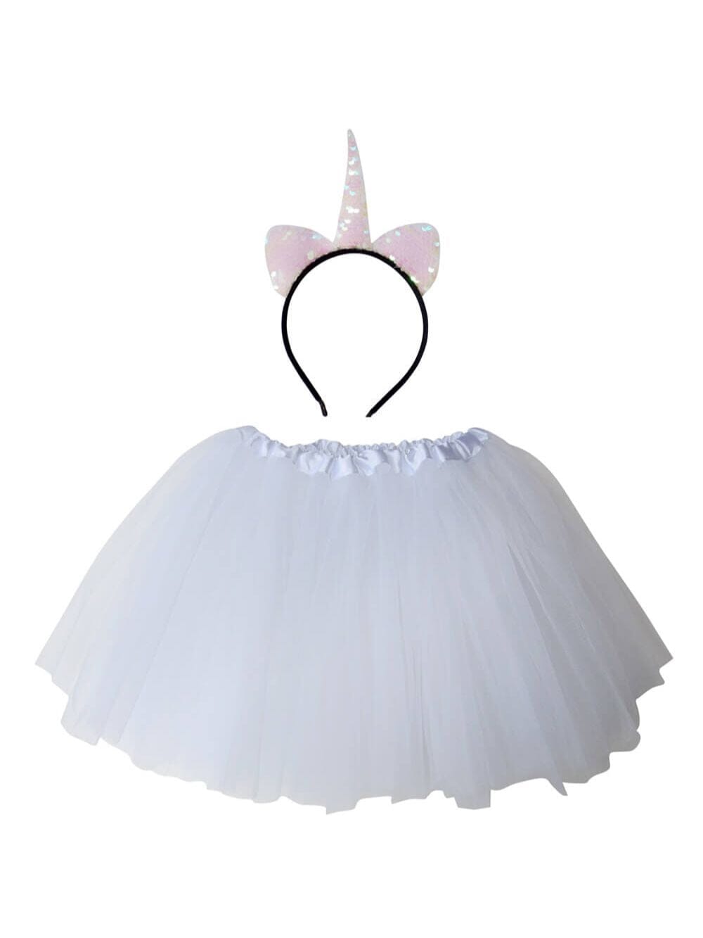 Flip_HB_Costume_Uni_White_b6a61053-1d0b-415e-bc98-3a0a9ad18ab9 Adult White Unicorn Costume - Tutu Skirt & Flip Sequin Headband Horn Set for Adult or Plus Size - Image 1