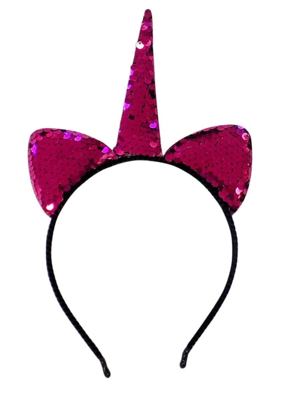 Flip_Sequin_Unicorn_HP Flip Sequin Hot Pink Unicorn Girls Headband Ears, Kid or Adult Size Costume Accessories Individual or Wholesale Bulk Multipack - Image 1