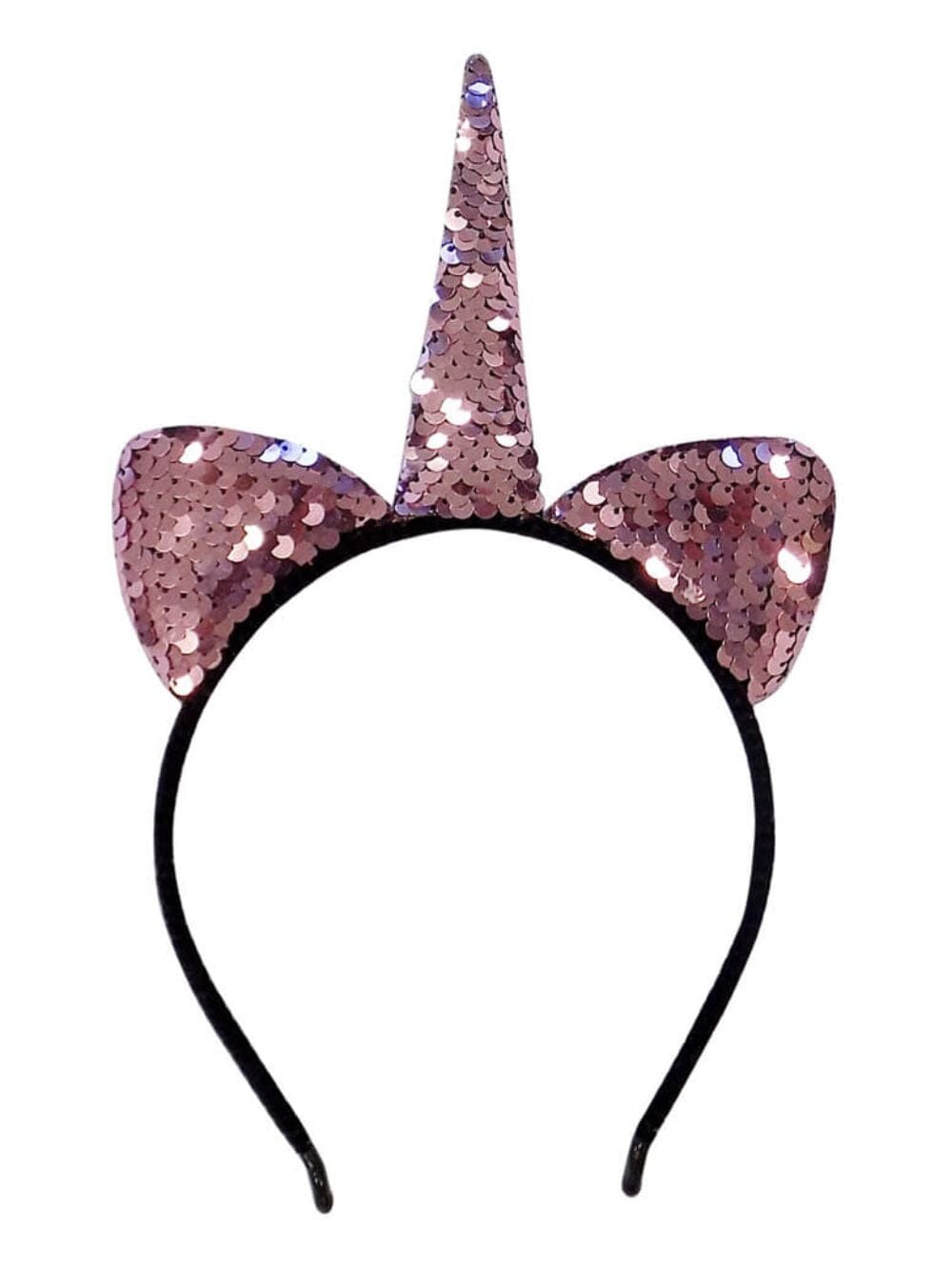 Flip_Sequin_Unicorn_Pink Flip Sequin Pink Unicorn Girls Headband Ears, Kid or Adult Size Costume Accessories Individual or Wholesale Bulk Multipack - Image 1