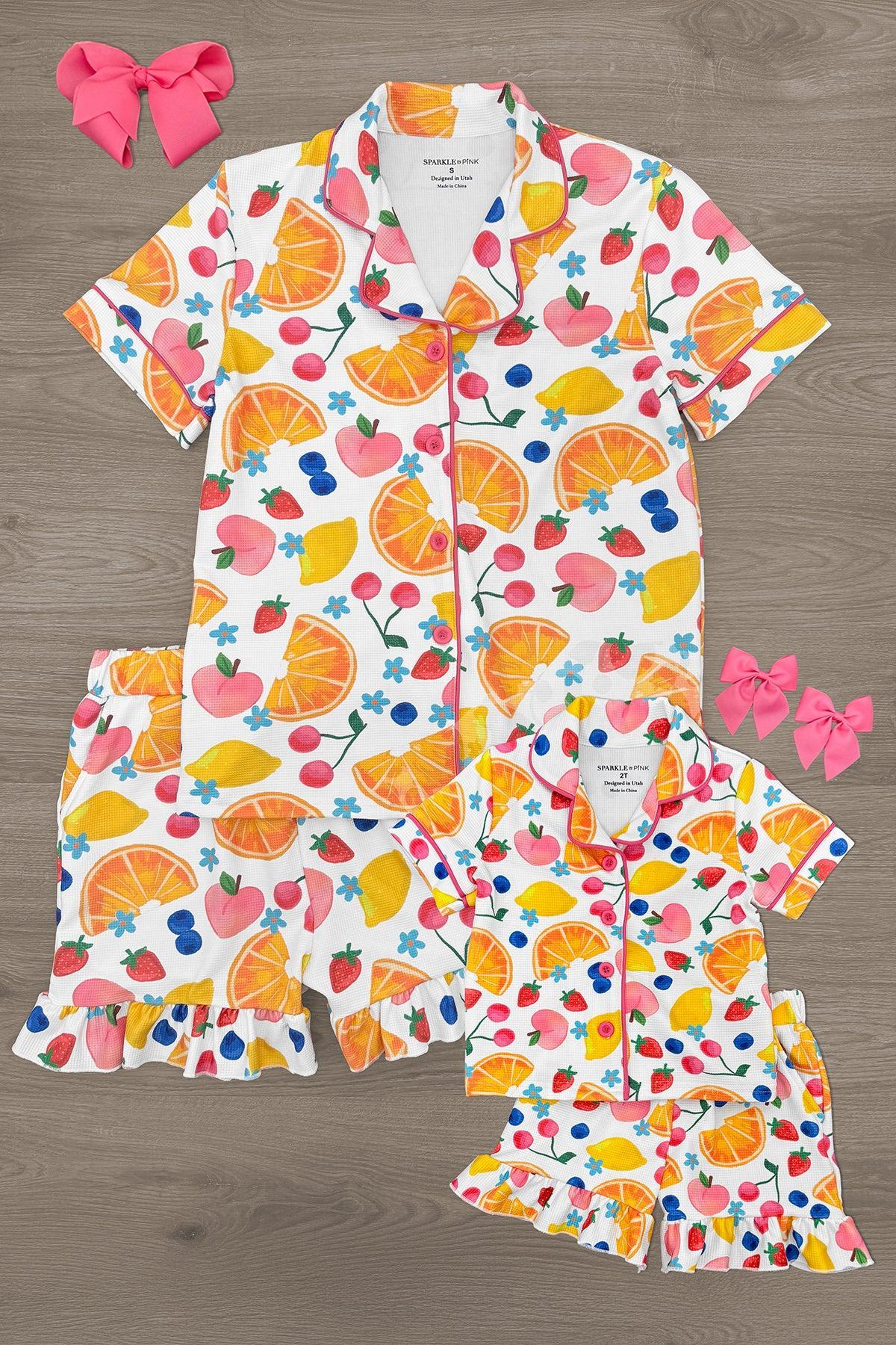 FruitPajamas-1 Mom & Me - Fruit Waffle Knit Pajamas - Image 1