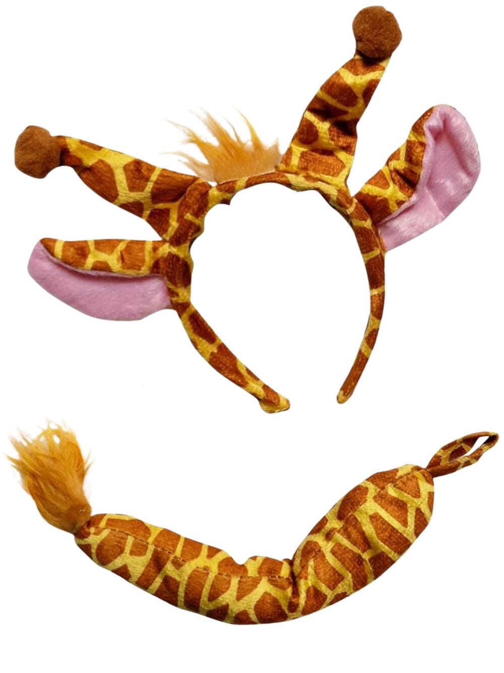 GiraffeHeadbandTail Giraffe Headband Ears & Tail, Kid or Adult Costume Accessories Individual or Wholesale Bulk Multipack - Image 1