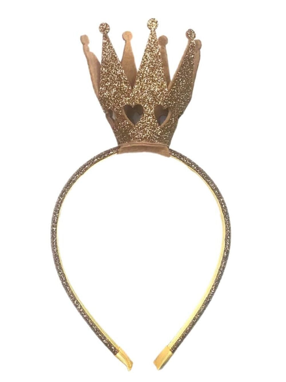 GoldGlitterCrown Golden Princess Headband Crown Kid or Adult Costume Accessory Individual or Wholesale Bulk Multipack - Image 1
