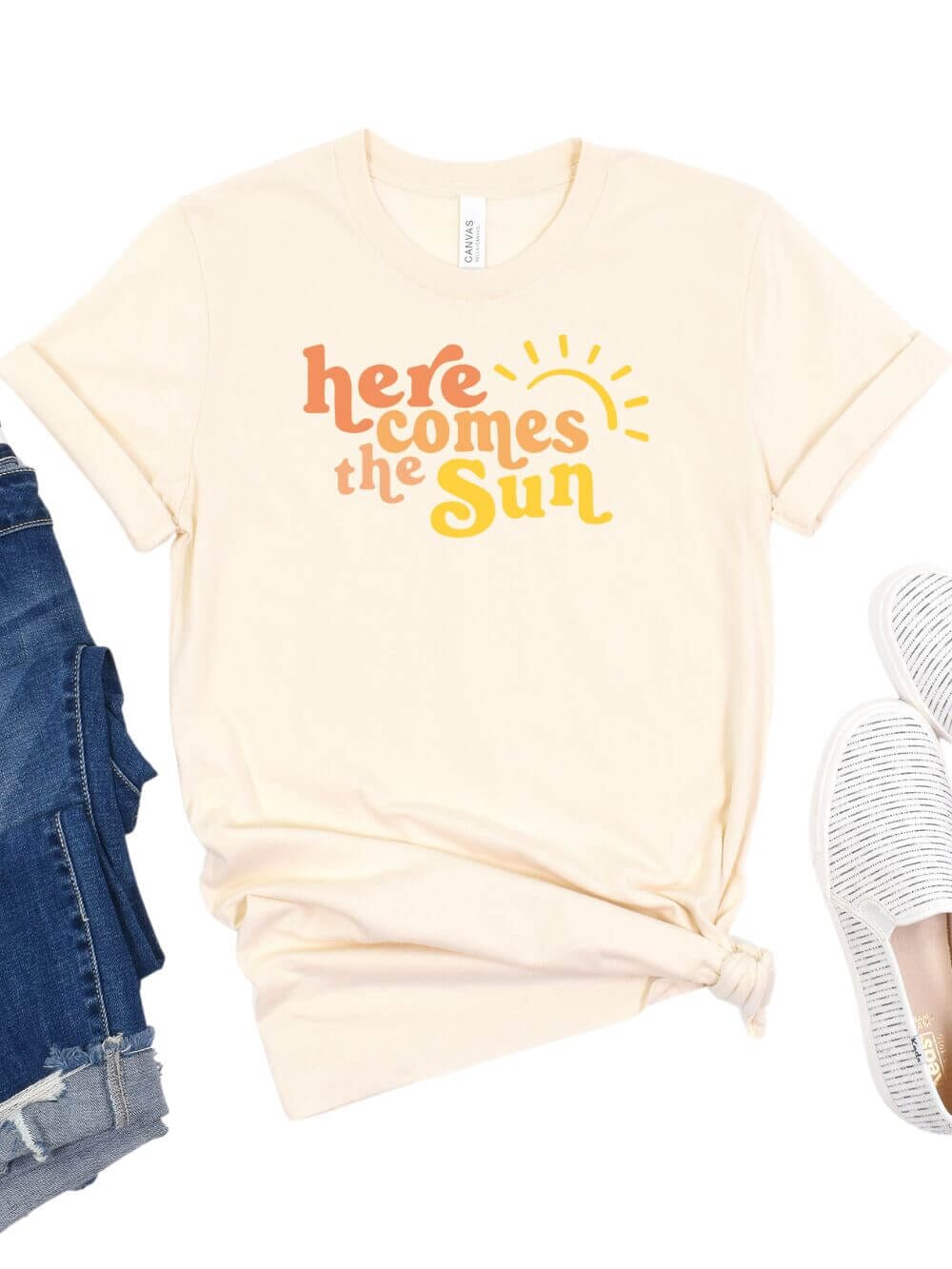HereComestheSunNatural Here Comes the Sun Women's Jersey Short Sleeve Graphic Tee - Image 1