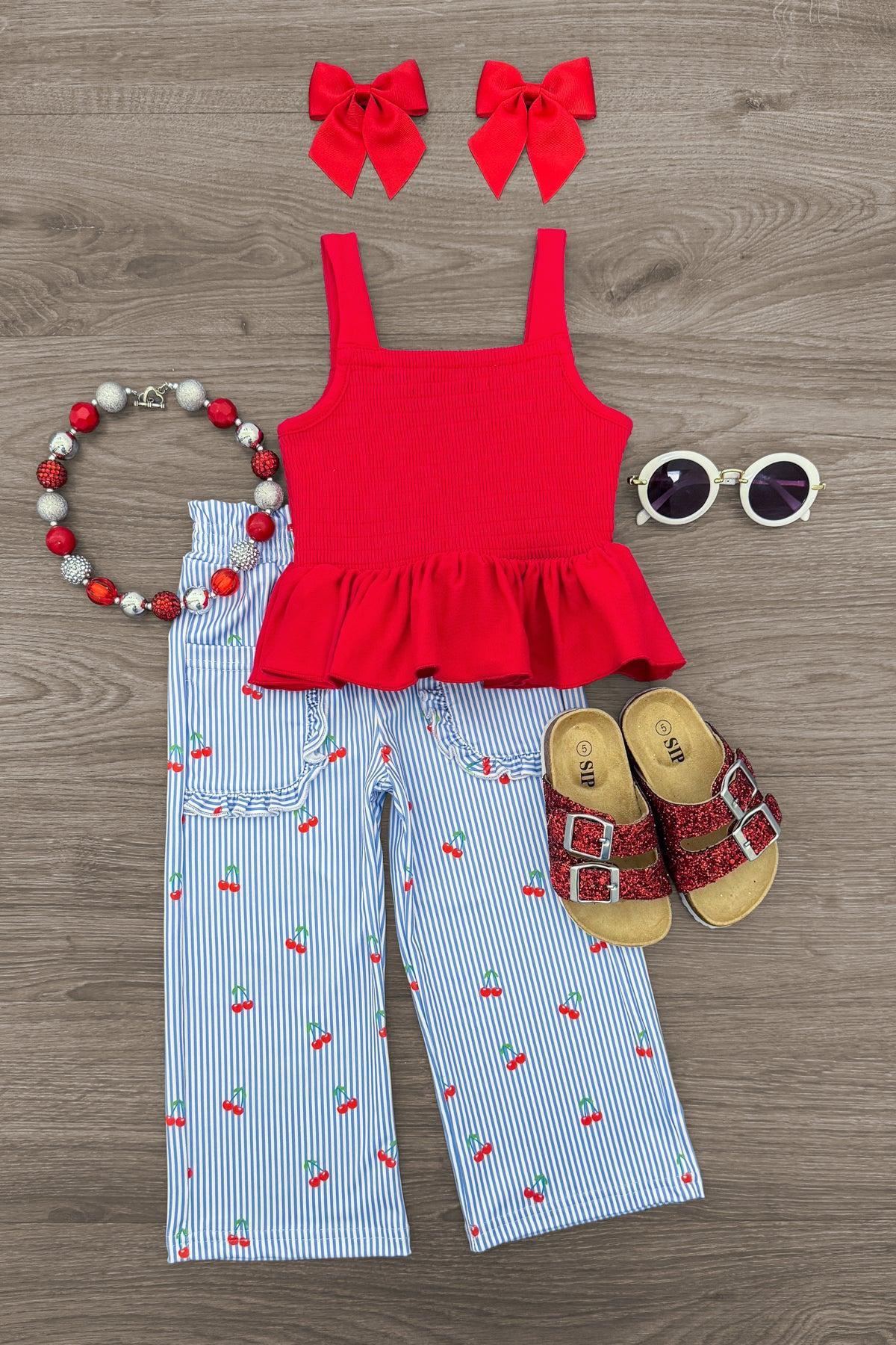 IMG_0144-Edit Striped Cherry Pant Set - Image 1