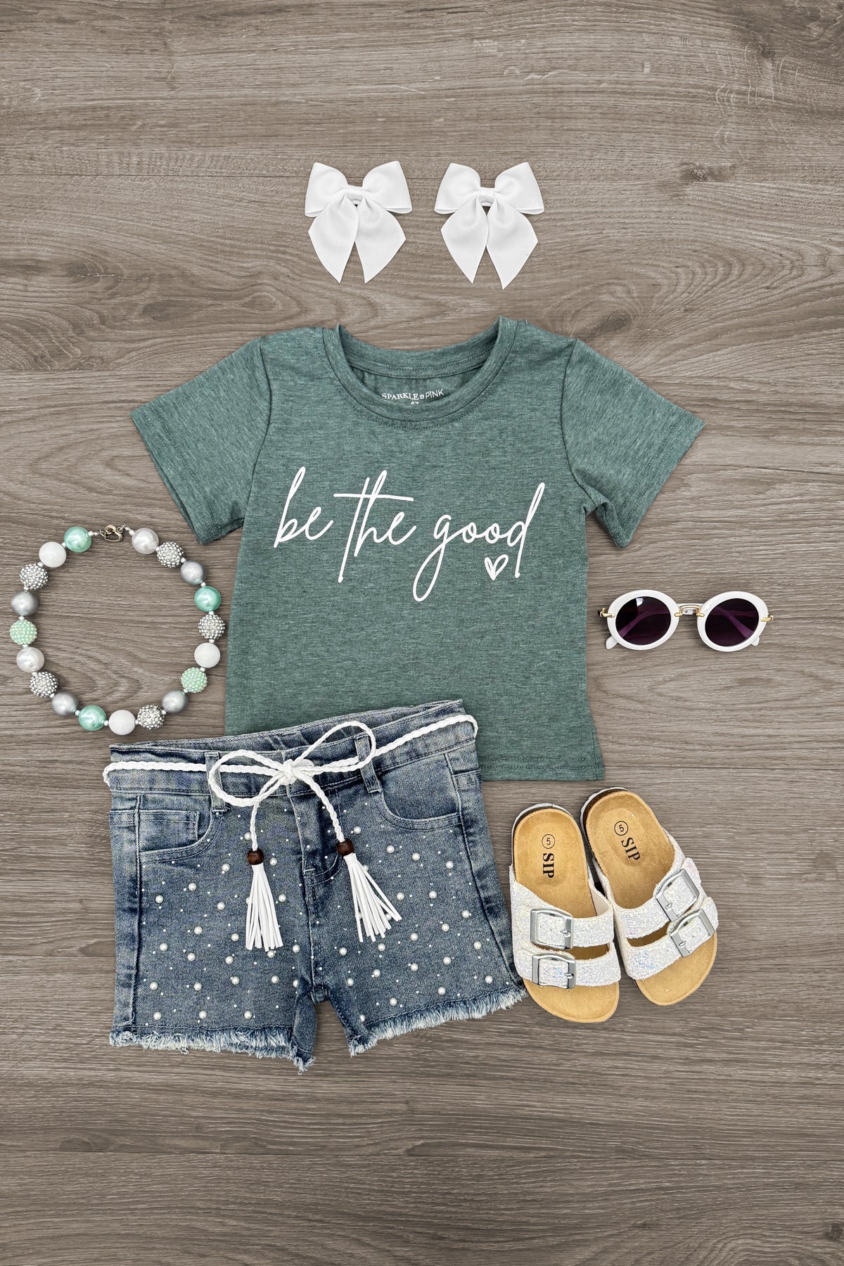 IMG_0228-Edit "Be The Good" Denim Short Set - Image 1