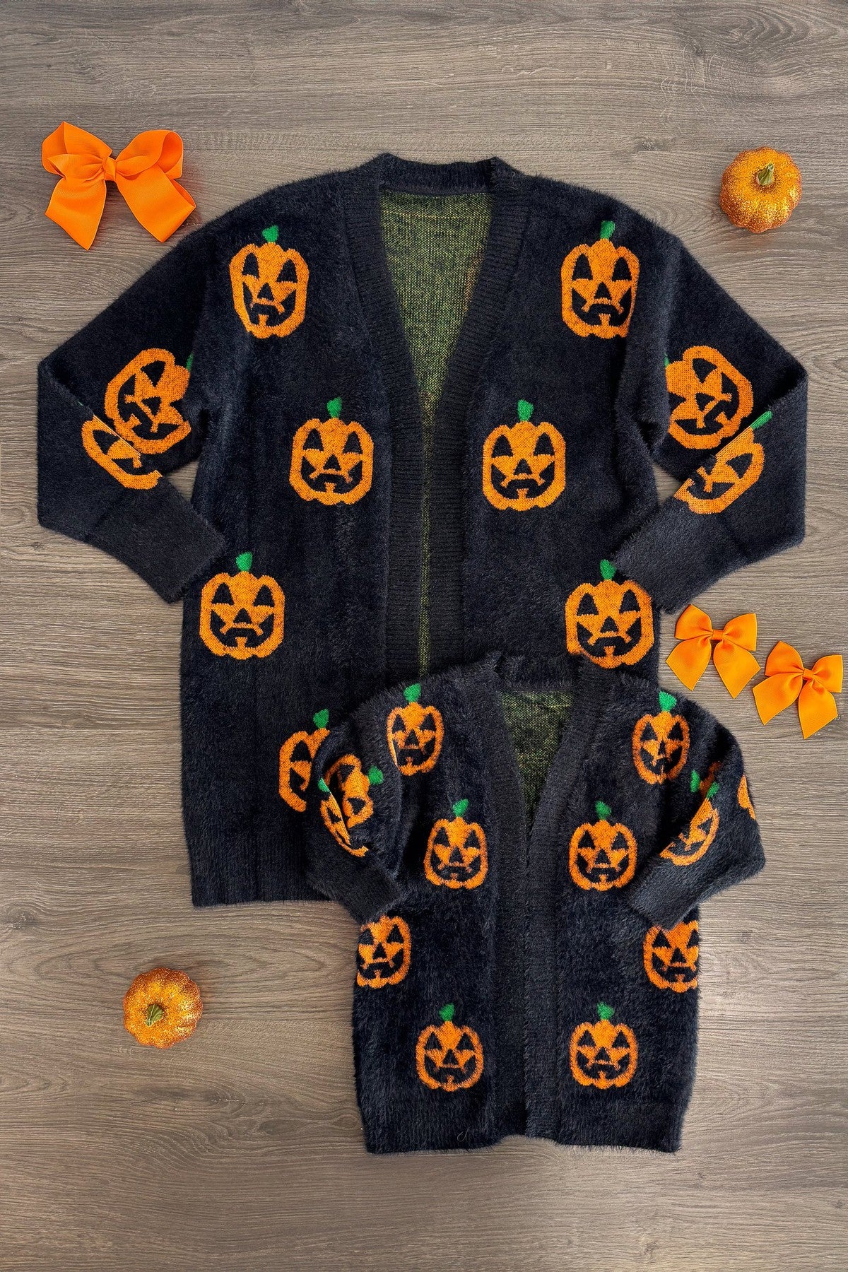 IMG_0525-Edit_536f7569-b3e6-4698-a5bf-e2666fa1bd9f Mom & Me - Cozy Jack-O'-Lantern Cardigan - Image 1