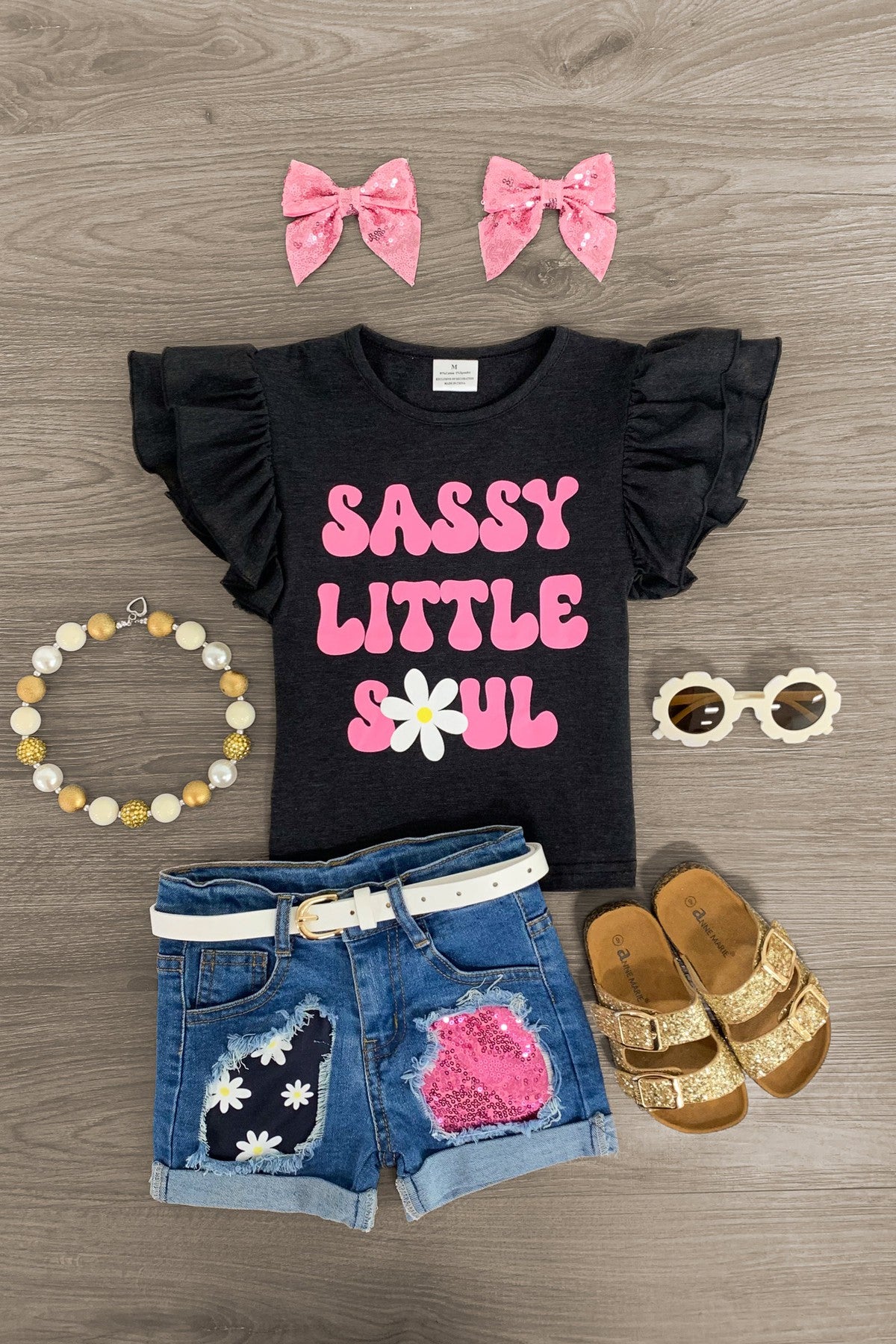 IMG_0559-Edit "Sassy Little Soul" Distressed Denim Short Set - Image 1