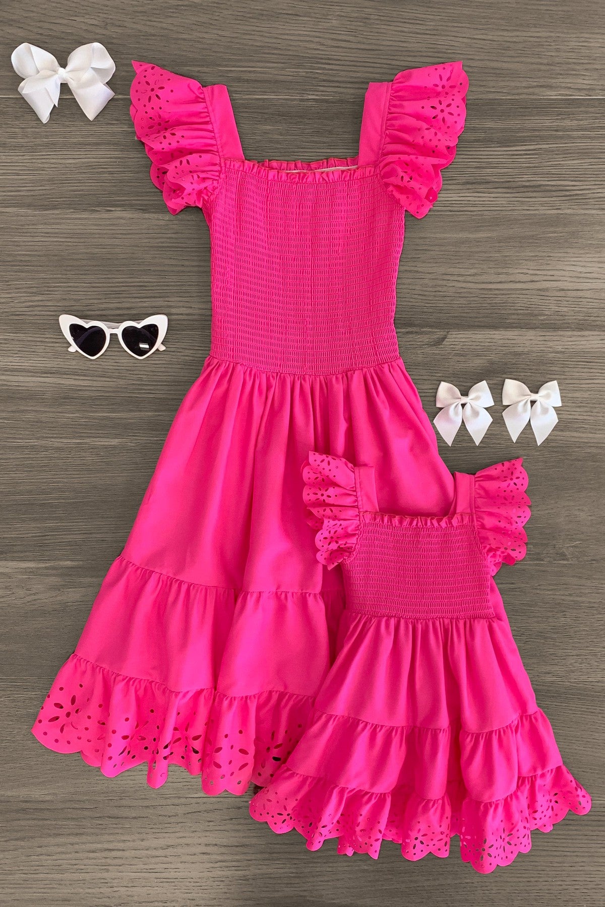 IMG_0604-Edit_b0be2135-fd99-443d-b1e8-bf7c97ce7682 Mom & Me - Eyelet Ruffle Dress - Image 1