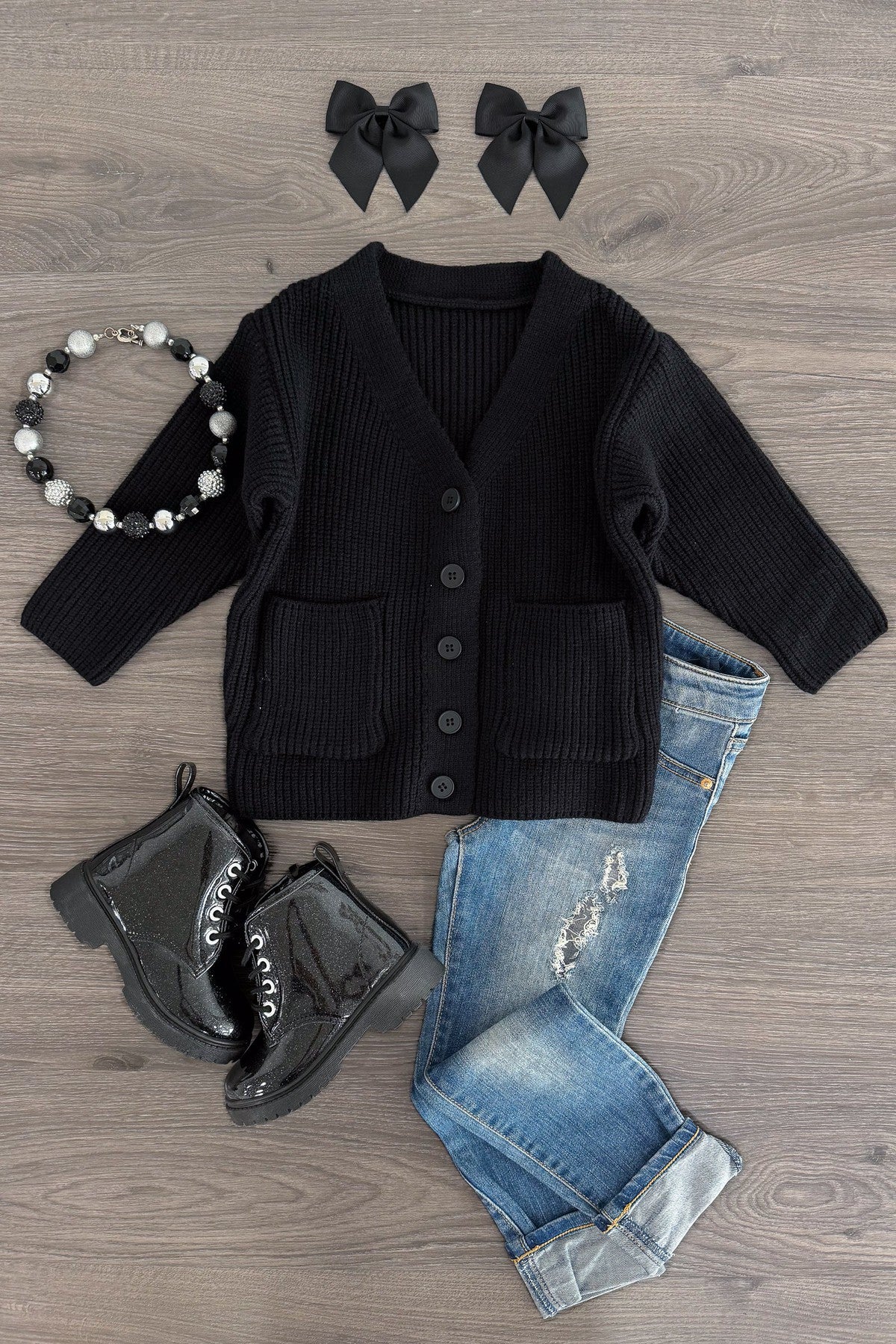 IMG_0941-Edit Black Button Down Sweater Cardigan - Image 1