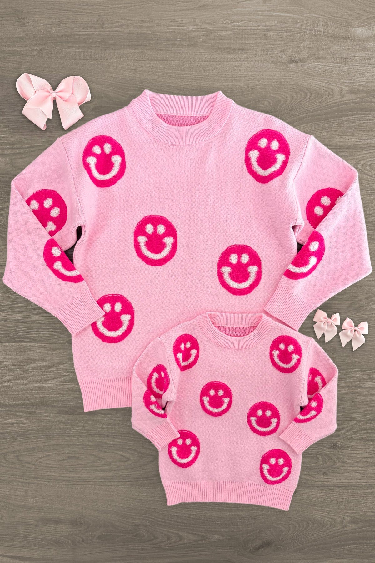 IMG_0965-Edit-Edit Mom & Me - Pink Smiley Face Sweater - Image 1