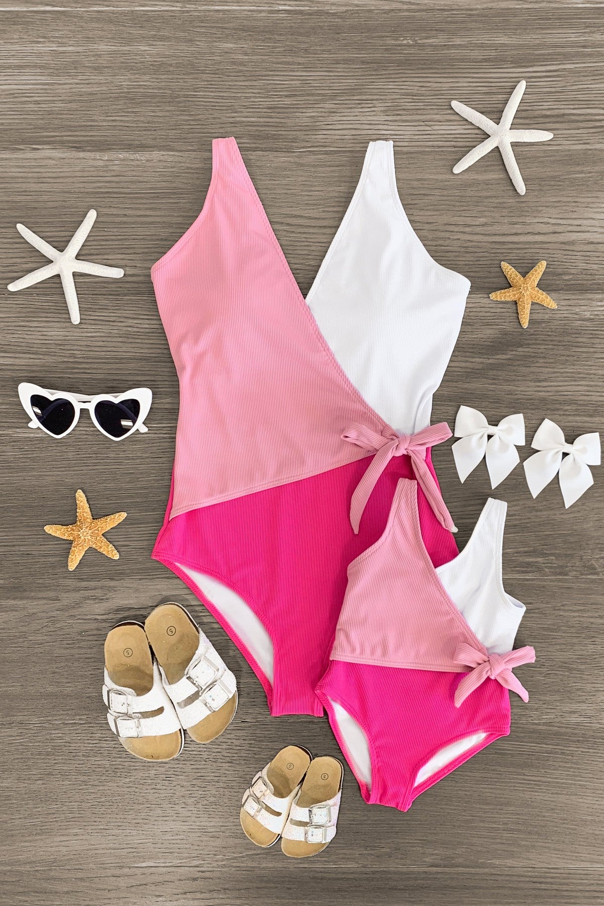 IMG_1159-Edit Mom & Me - Pink & White One Piece Swimsuit - Image 1
