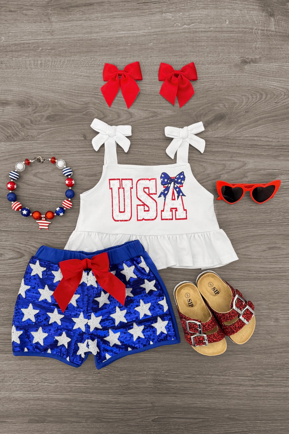 IMG_1180-Edit "USA" Tank Sequin Short Set - Image 1