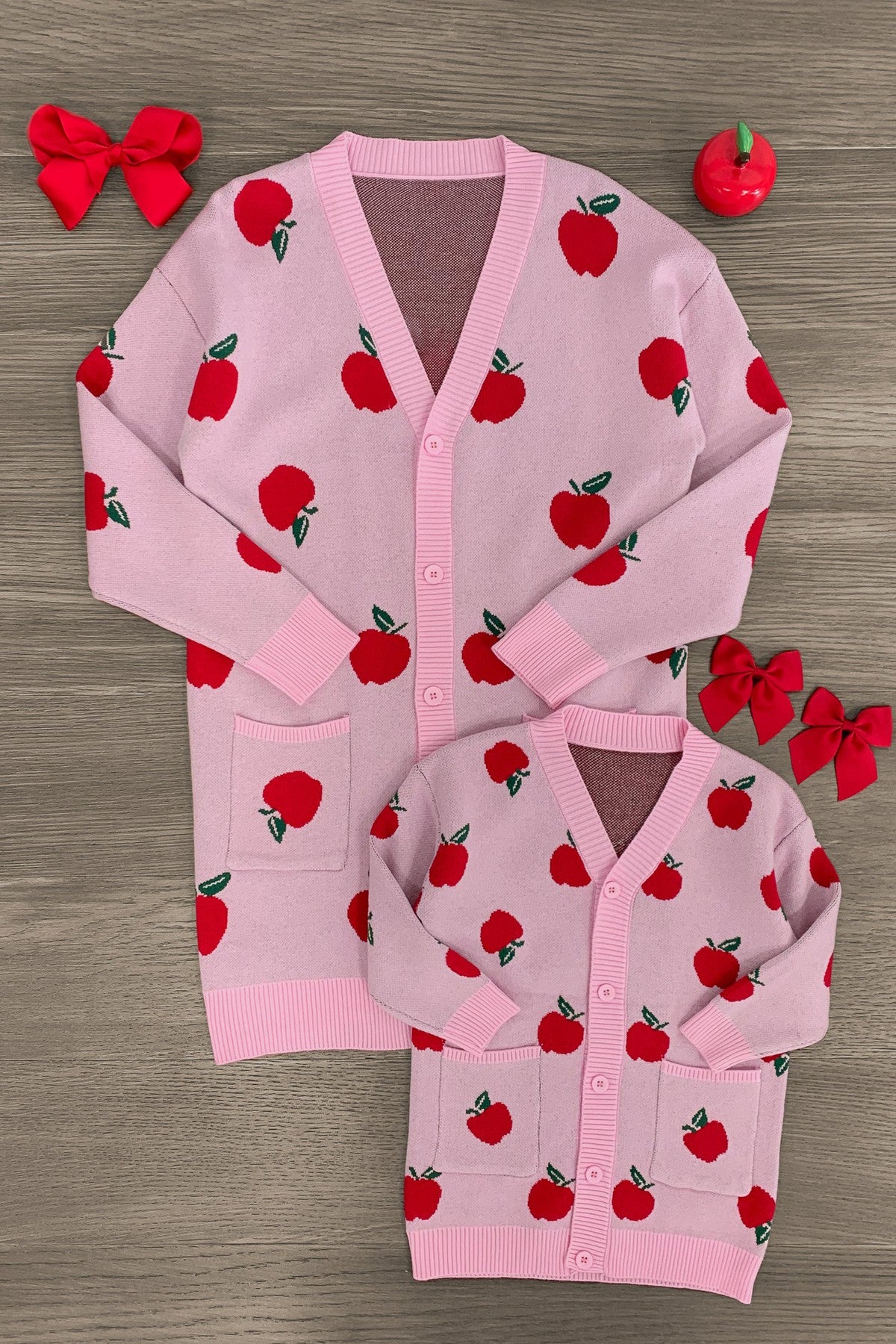 IMG_1412-Edit Mom & Me - Pink Apple Cardigan - Image 1