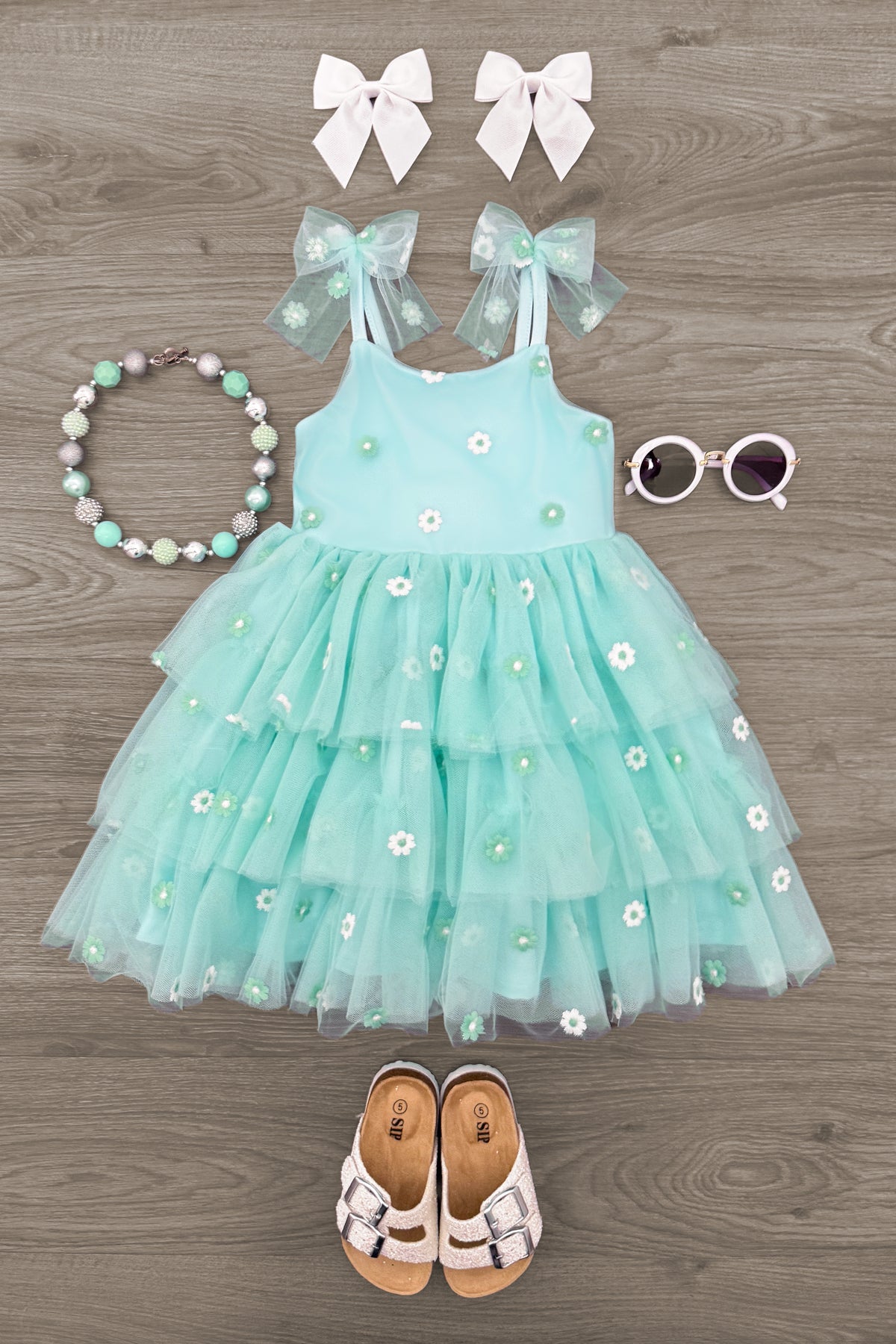 IMG_1518-Edit Mint Floral Tulle Dress - Image 1