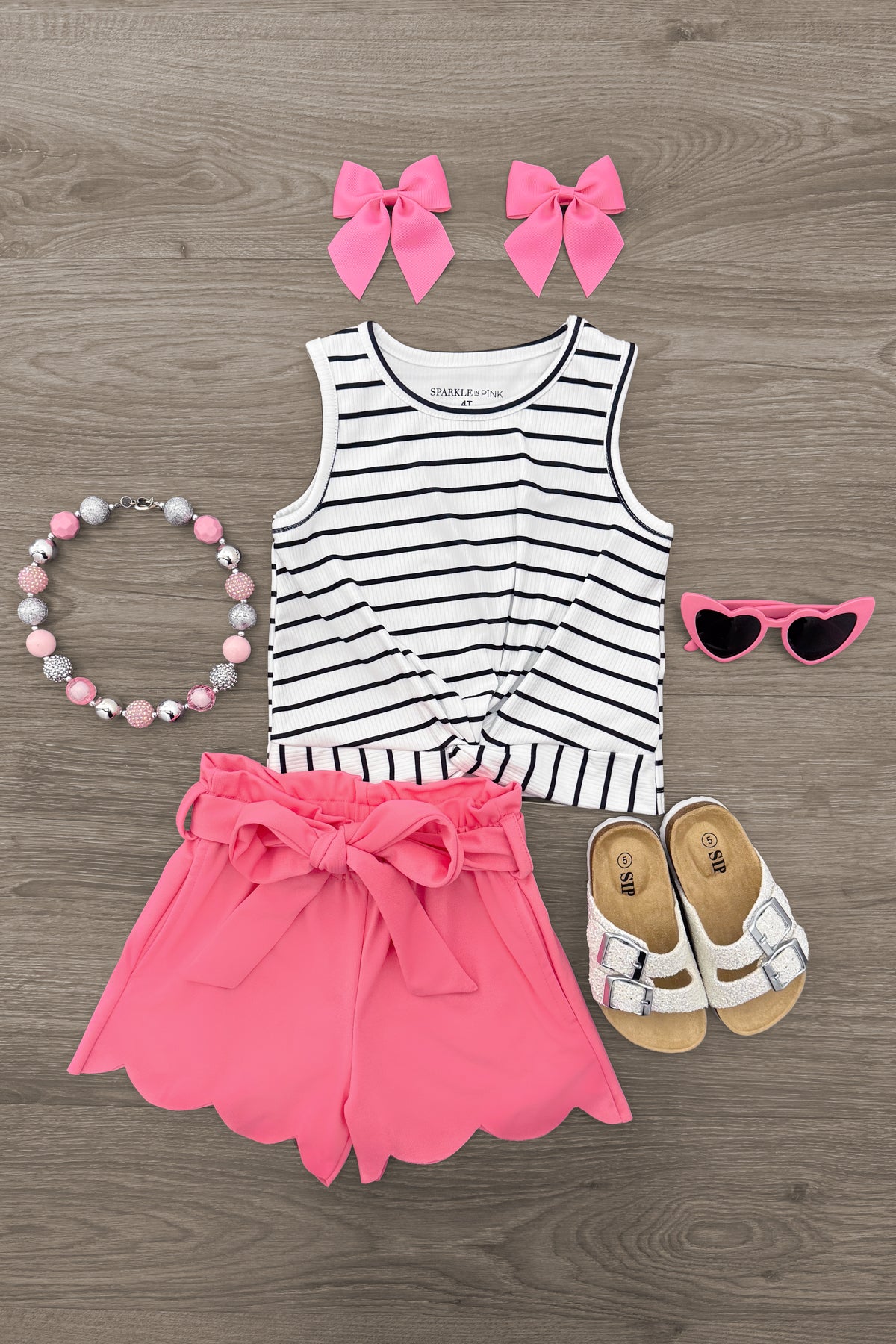 IMG_1904-Edit White & Pink Stripe Short Set - Image 1