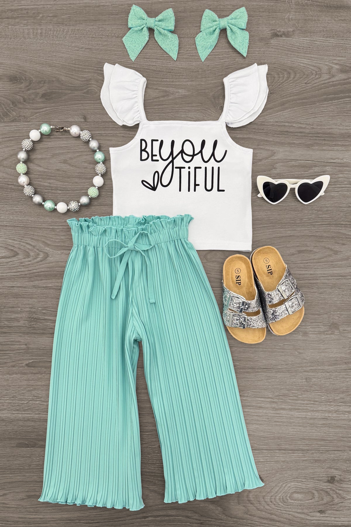 IMG_1990-Edit "Be You Tiful" Mint Pant Set - Image 1