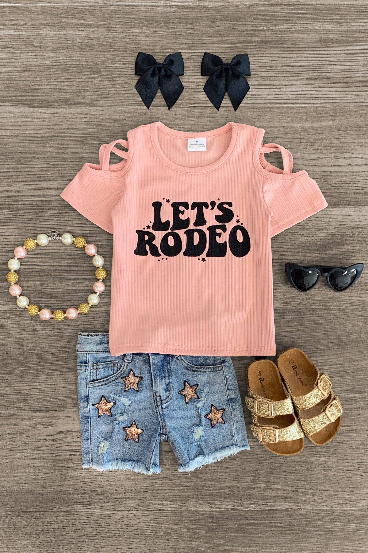 IMG_2163-Edit "Let's Rodeo" Sequin Star Denim Short Set - Image 1