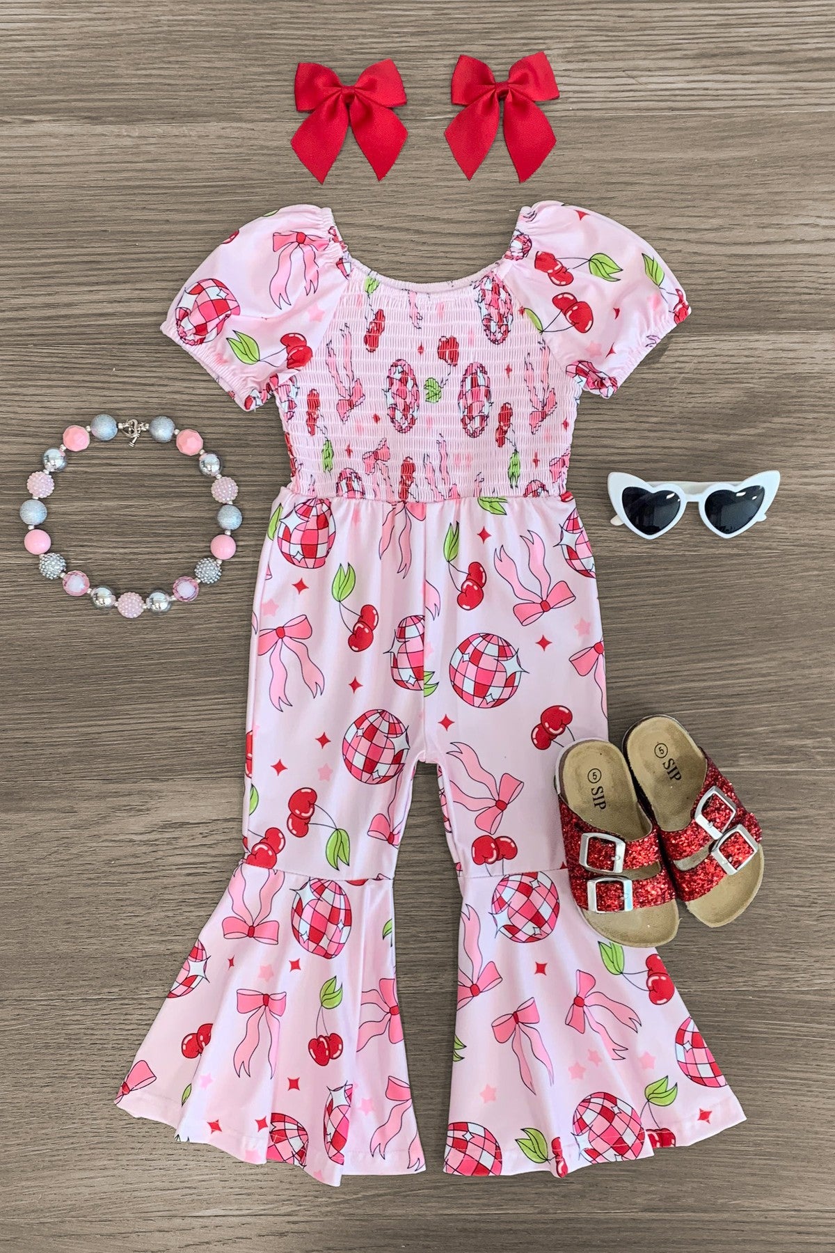 IMG_2490-Edit Pink Cherry & Bow Jumpsuit - Image 1