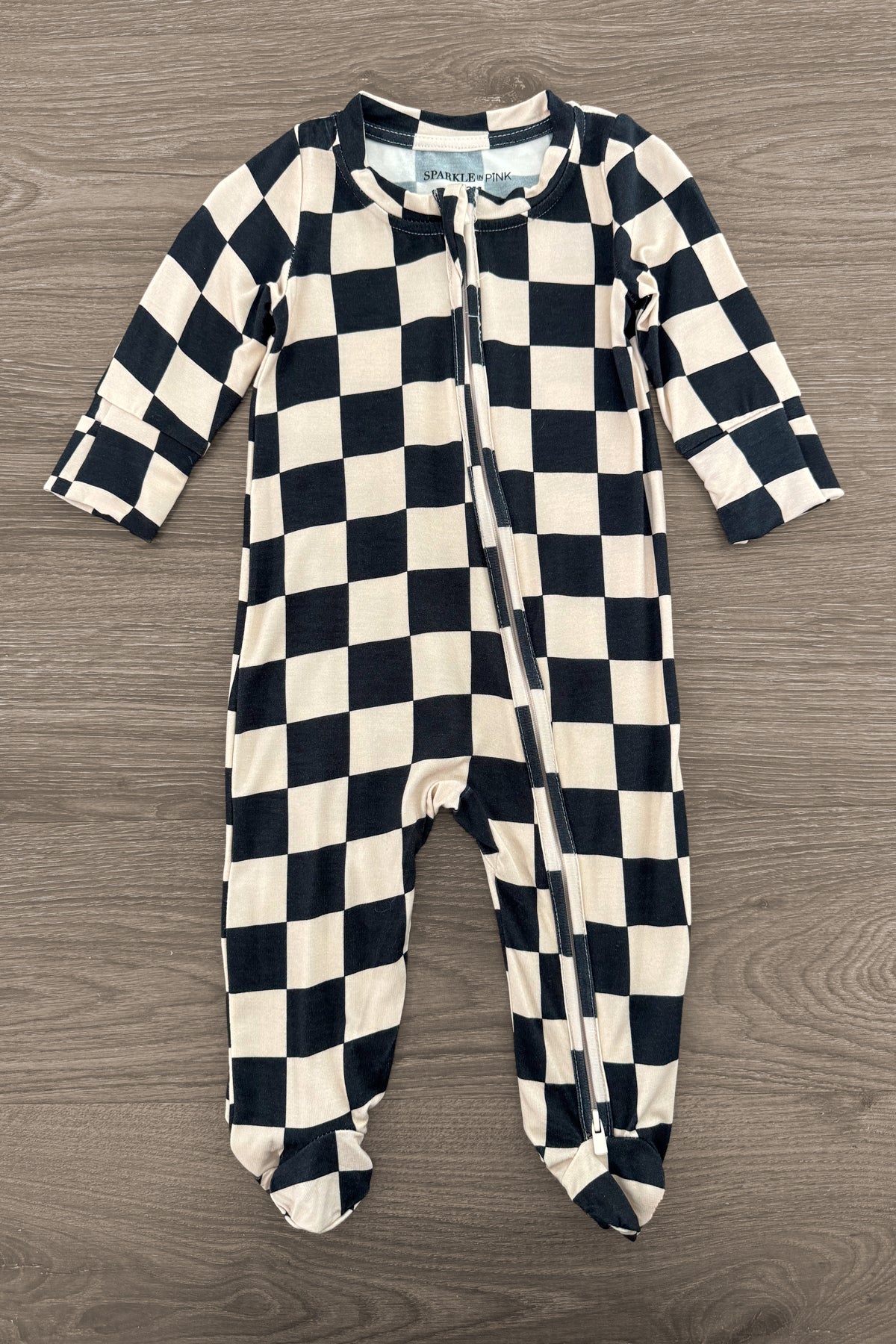 IMG_2679-Edit Bamboo Modern Checks Onesie - Image 1