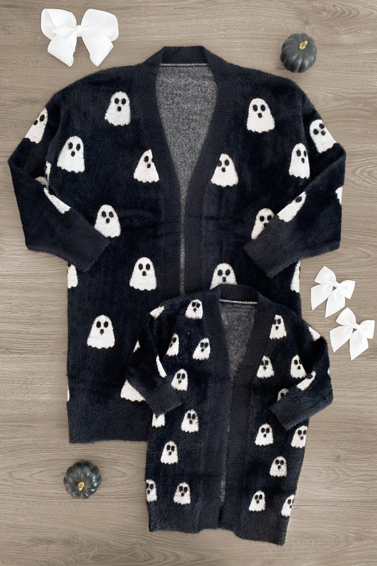 IMG_2731-Edit Mom & Me - Cozy Black Ghost Cardigan - Image 1