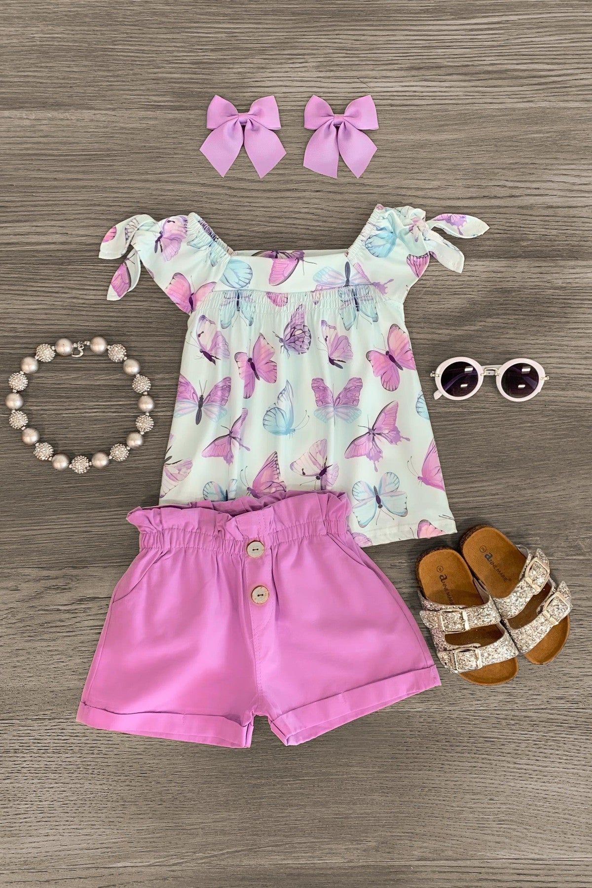 IMG_3814-Edit Mint & Lavender Butterfly Short Set - Image 1