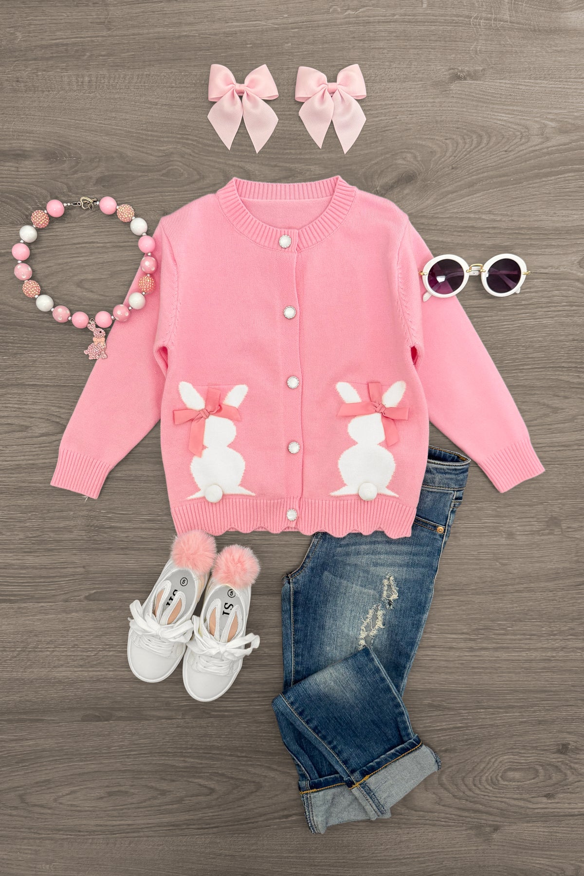 IMG_3815-Edit-Edit Pink Bunny Sweater Cardigan - Image 1