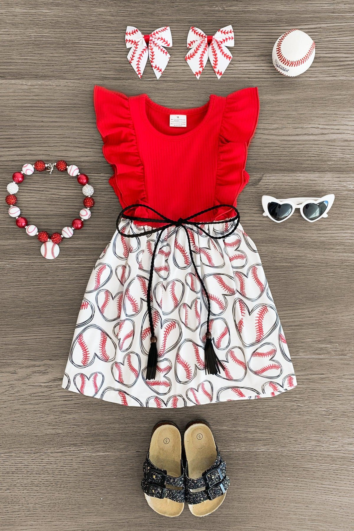 IMG_3934-Edit Red & White Baseball Heart Dress - Image 1