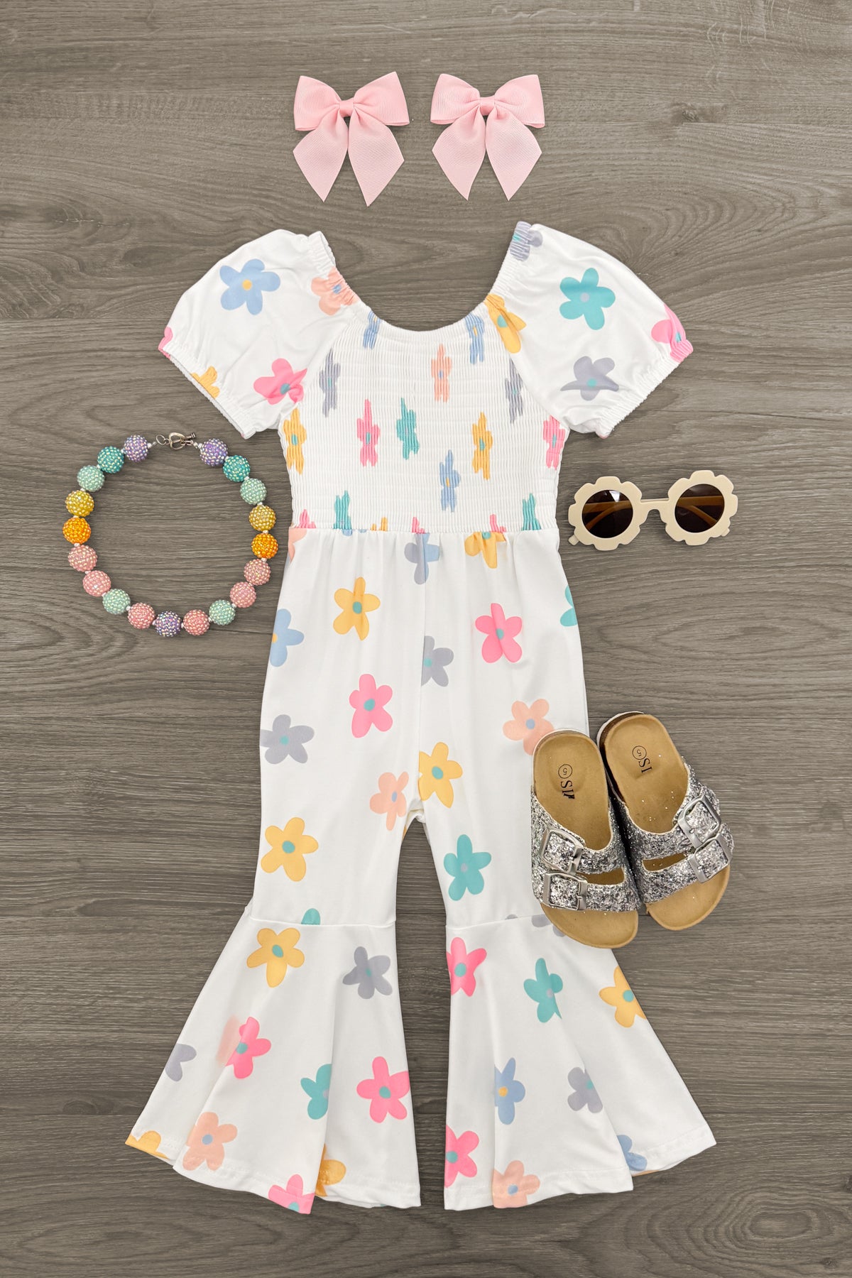 IMG_3952-Edit White Colorful Flower Jumpsuit - Image 1