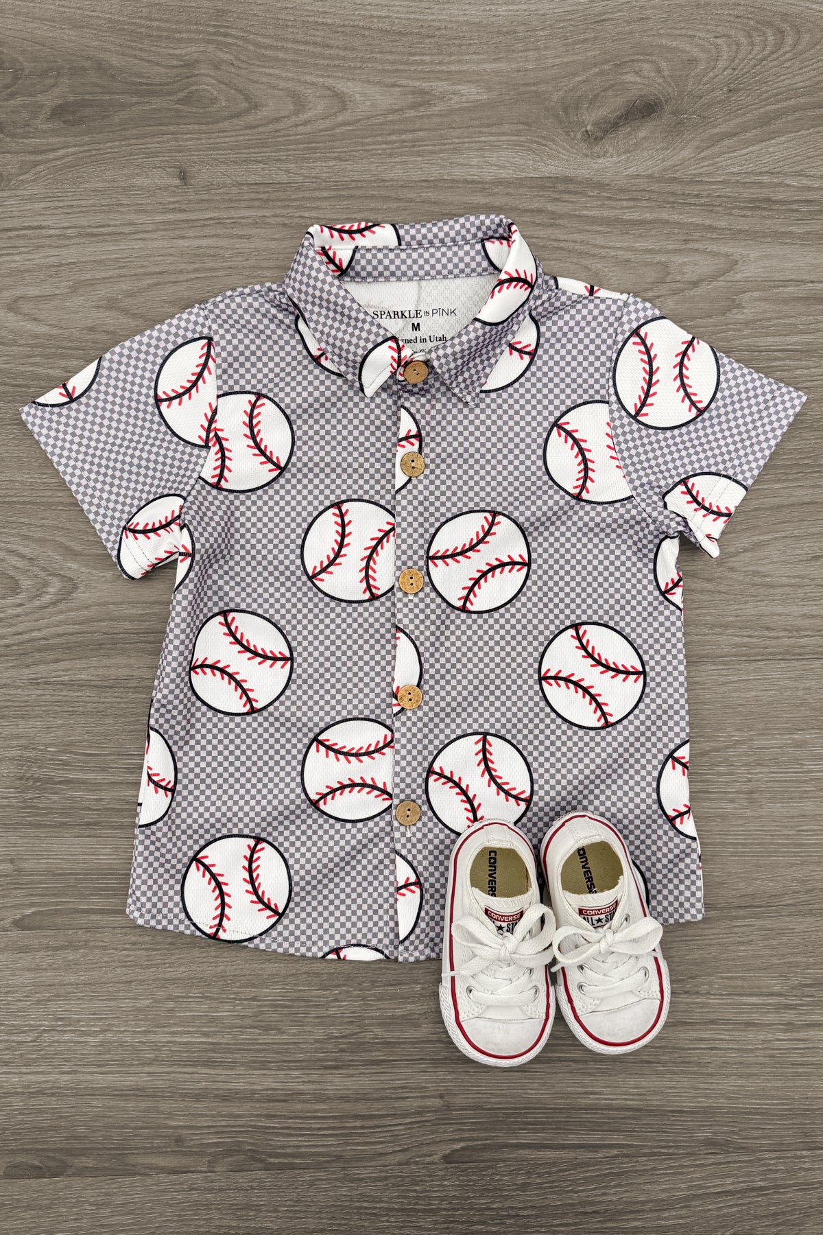 IMG_4160-Edit Checkered Baseball Button Down Top - Image 1