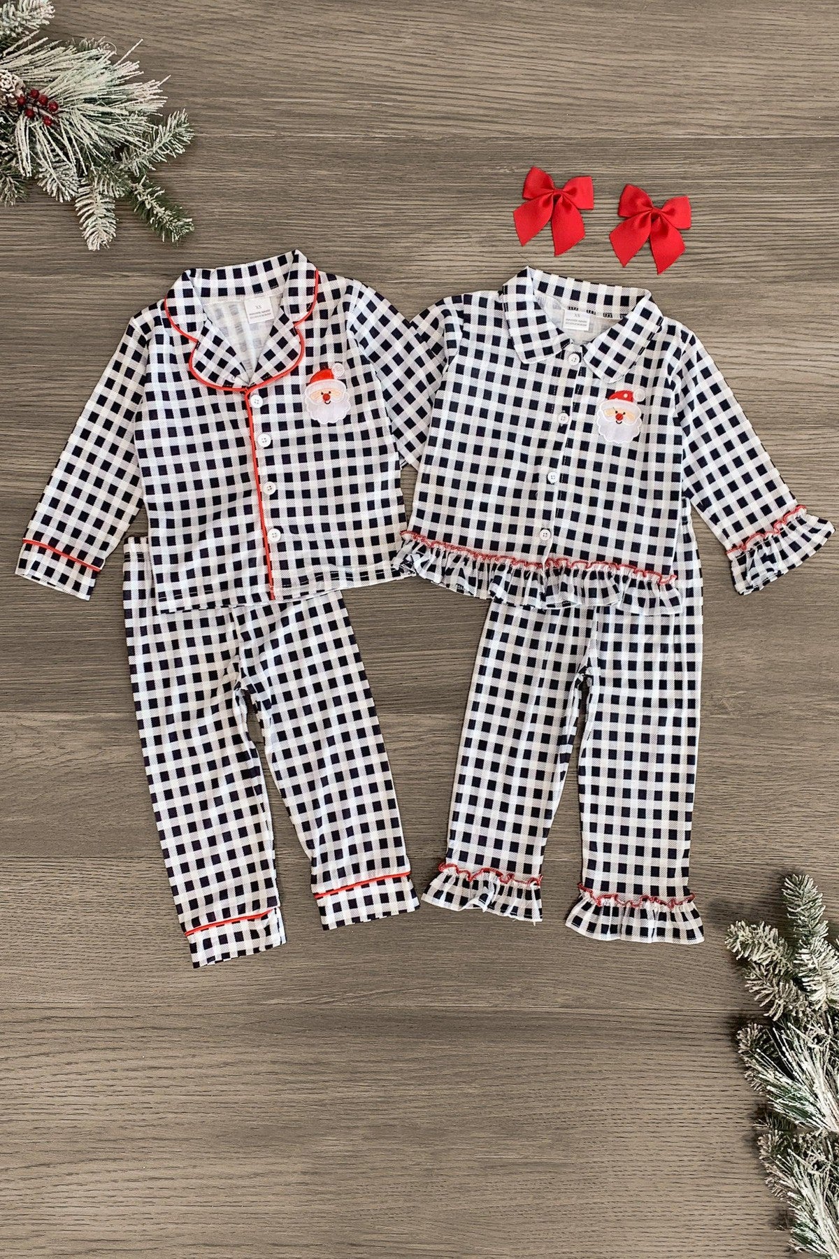 IMG_4162-Edit-2 Plaid Santa Pajamas - Boy or Girl - Image 1