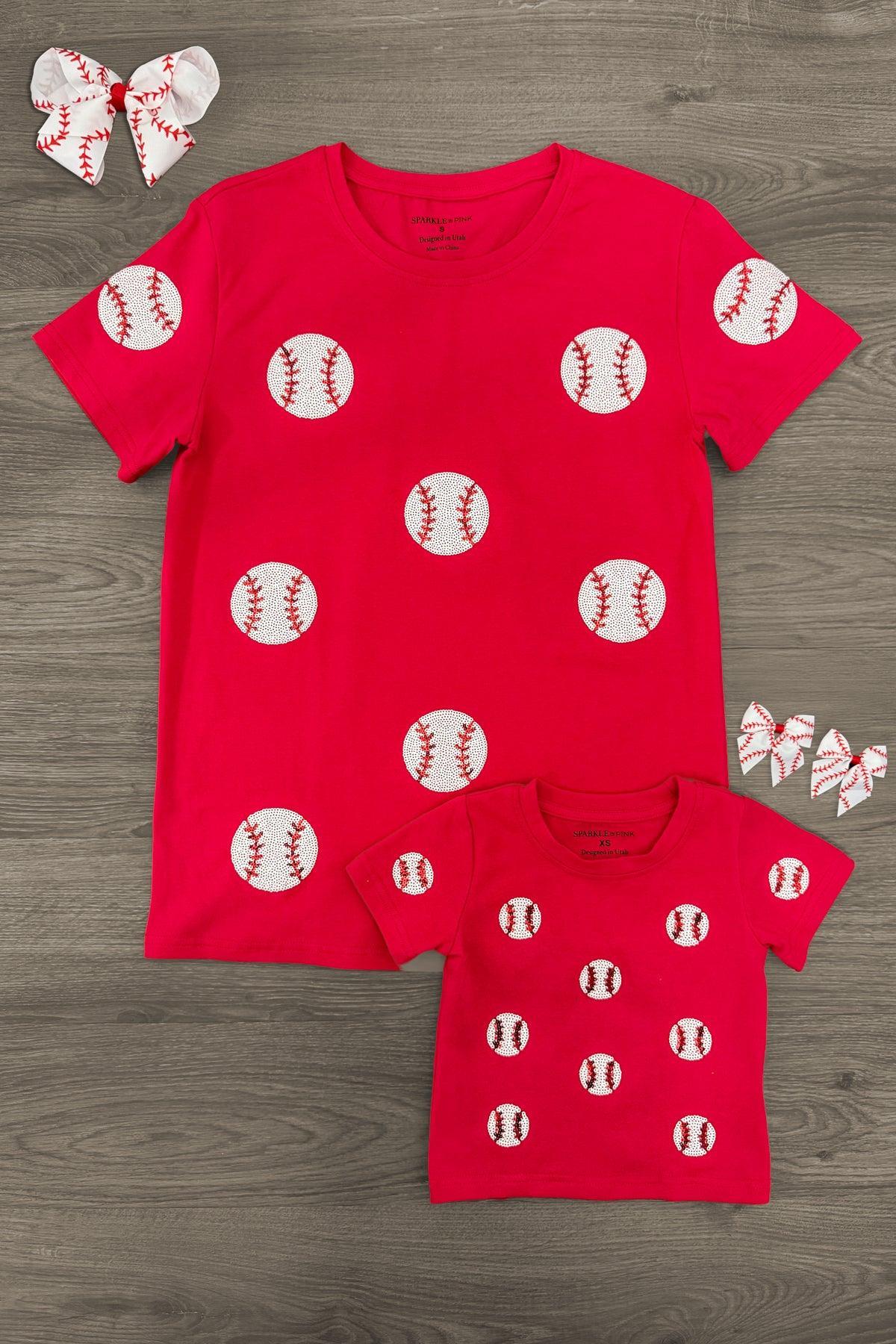 IMG_4192-Edit Mom & Me - Red Sequin Baseball Top - Image 1