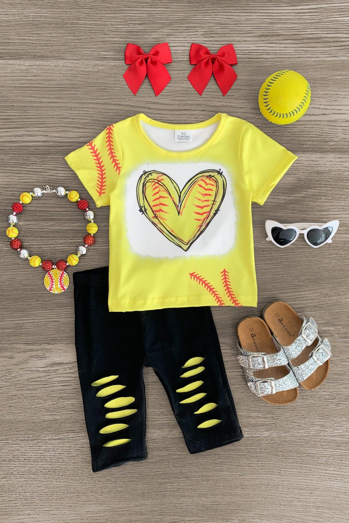 IMG_4429-Edit-1 Softball Heart Distressed Capri Set - Image 1