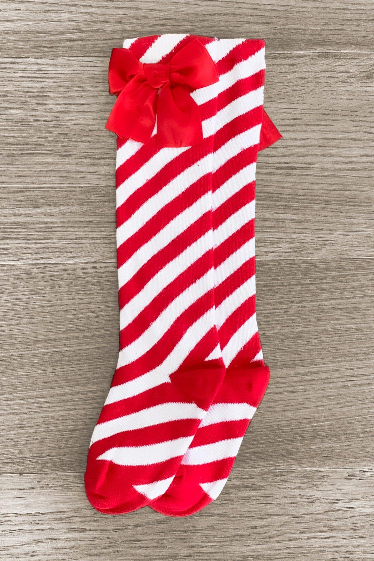 IMG_4895-Edit Candy Cane Silk Bow Socks - Image 1