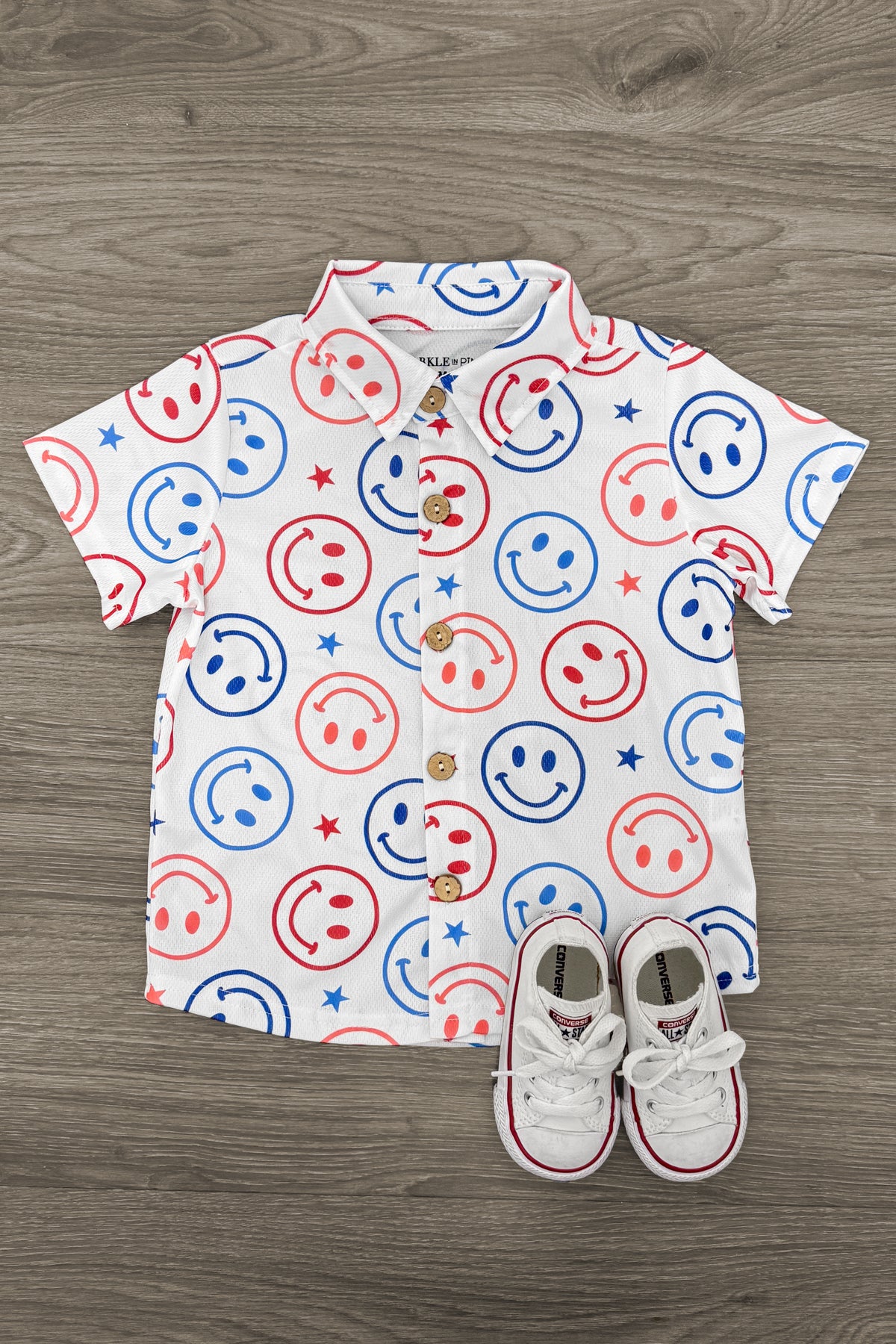 IMG_5103-Edit American Smiley Face Button Down Top - Image 1