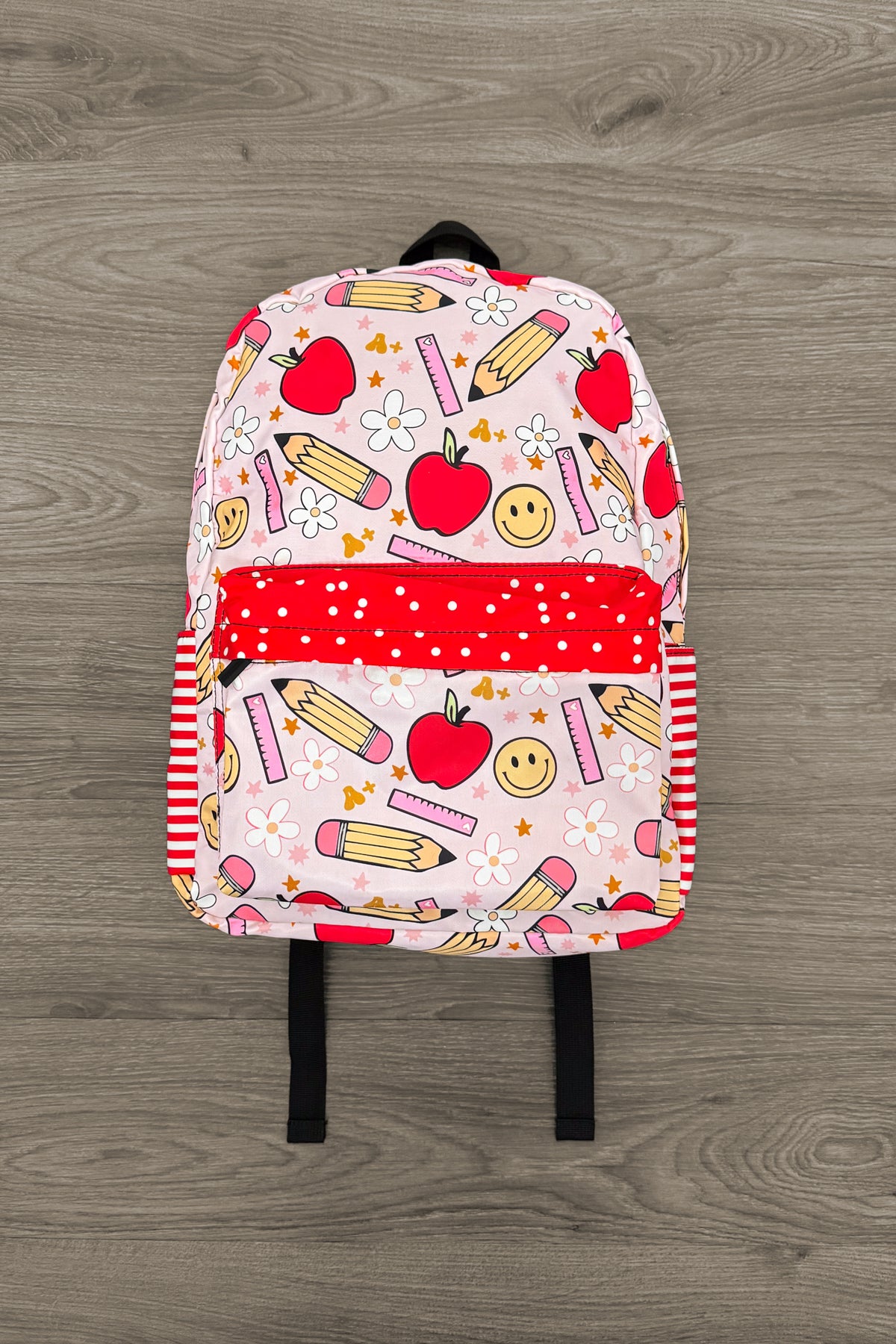 IMG_5227-Edit Pink & Red School Supplies Backpack - Image 1