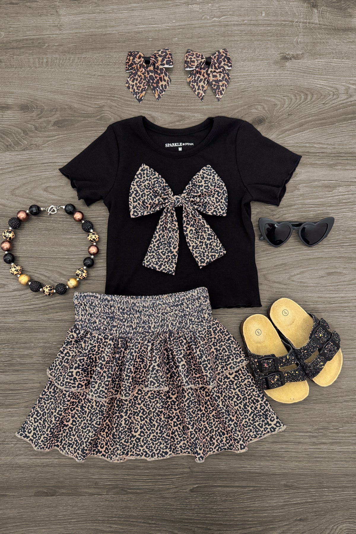 IMG_5432-Edit Black Cheetah Print Ruffle Skirt Set - Image 1