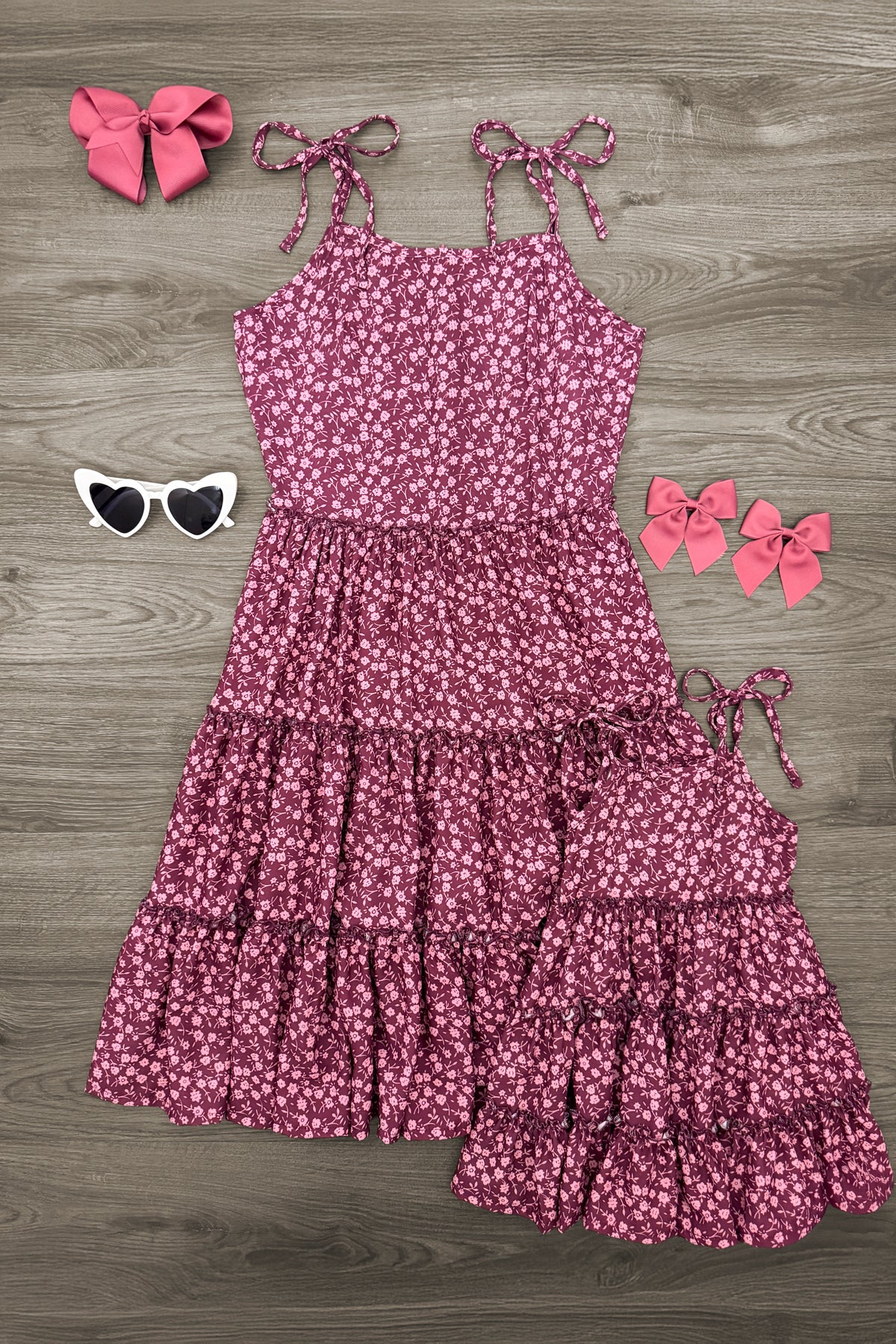 IMG_5923-Edit Mom & Me - Plum Floral Dress - Image 1