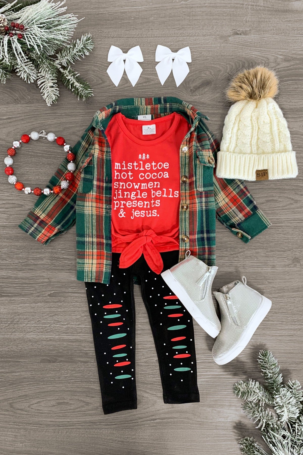 IMG_6037-Edit_c5123233-4856-4f6a-8a0f-8f30202237aa1 "Mistletoe, Hot Cocoa..." Legging Set - Image 1