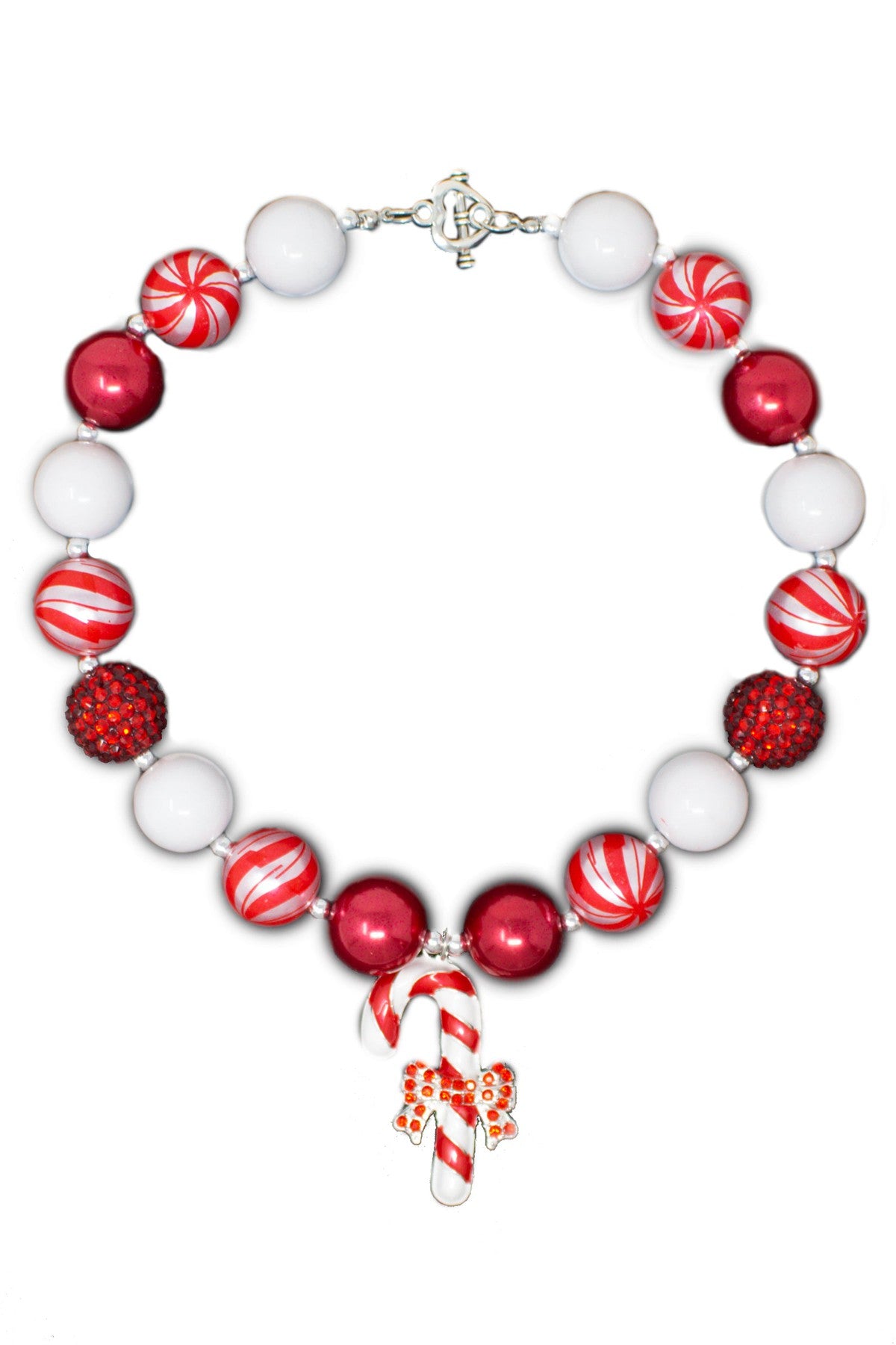 IMG_6447-Edit Red Candy Cane Bubblegum Necklace - Image 1
