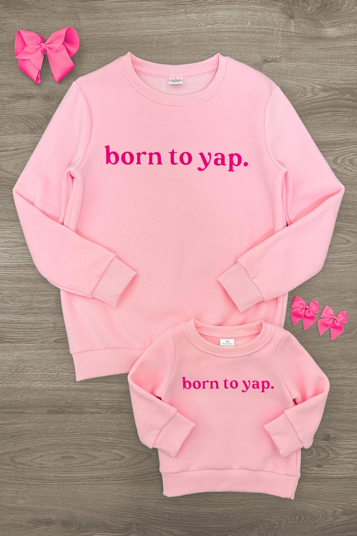 IMG_6708-Edit-Edit Mom & Me - "Born To Yap" Pink Long Sleeve Top - Image 1