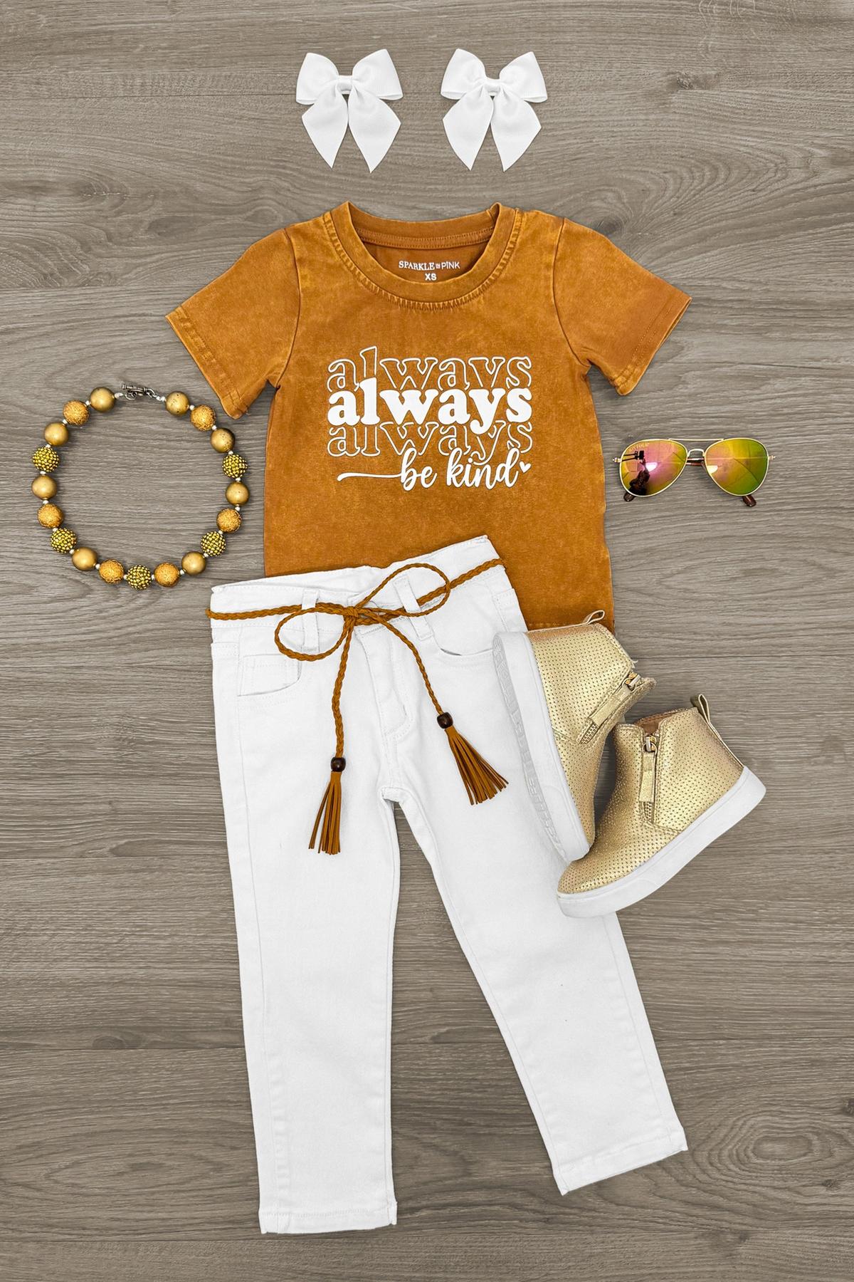 IMG_7012-Edit_301080bd-79ad-438d-aeb0-e73c3bba3003-Edit "Always Be Kind" White Denim Pant Set - Image 1