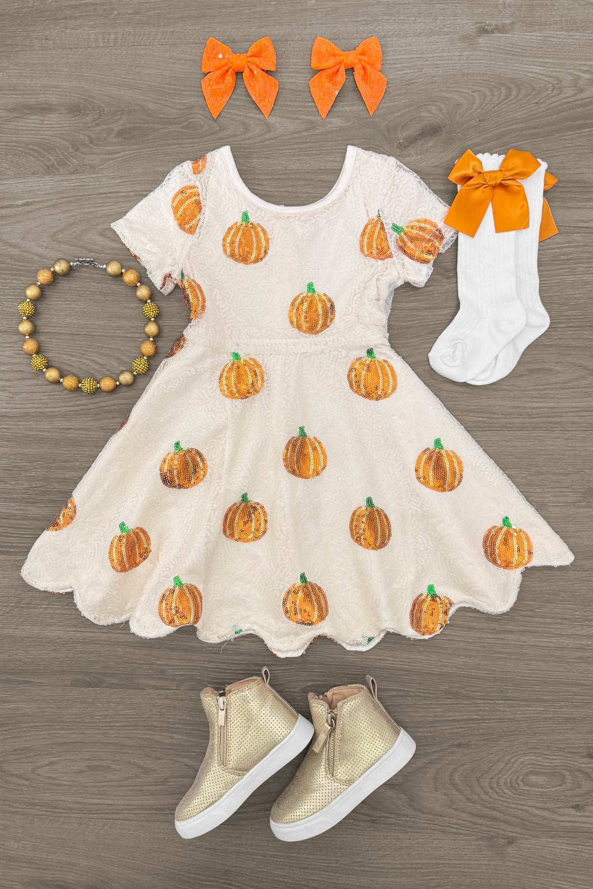 IMG_7085-Edit Cream Sequin Pumpkin Dress - Image 1